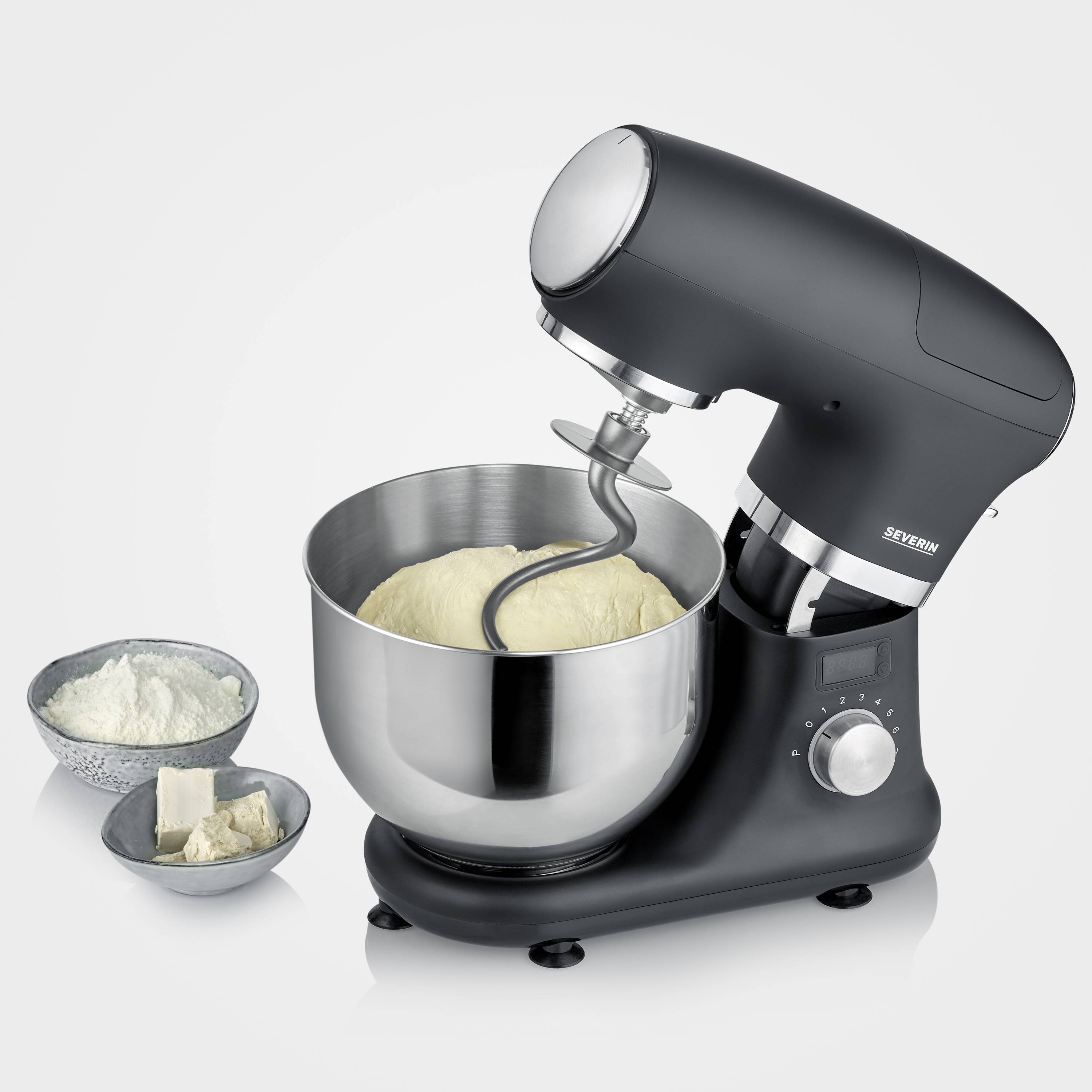 Severin KM 3897 Küchenmaschine 1000 W Edelstahl, Schwarz (matt)