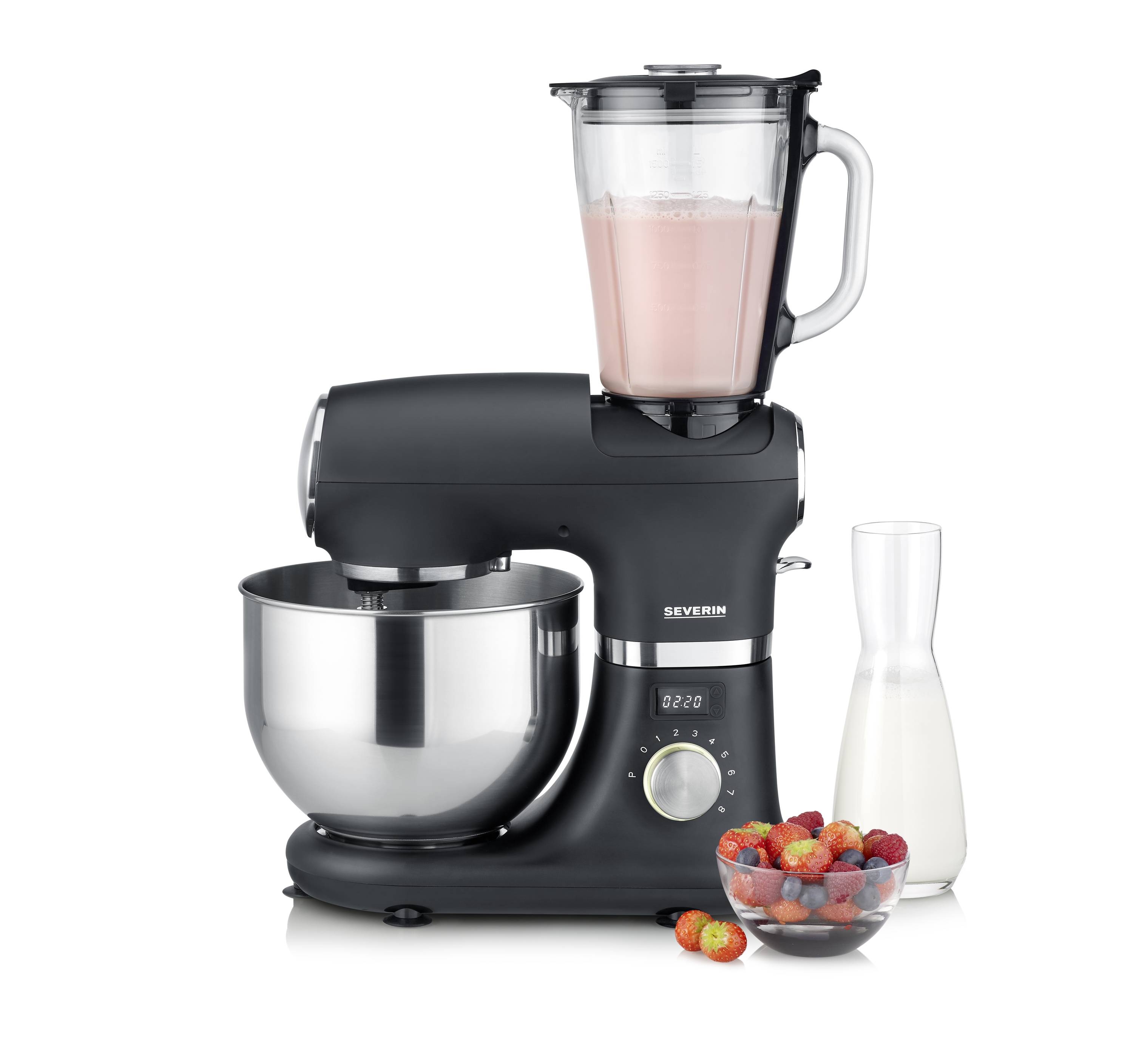 Severin KM 3897 Küchenmaschine 1000 W Edelstahl, Schwarz (matt)