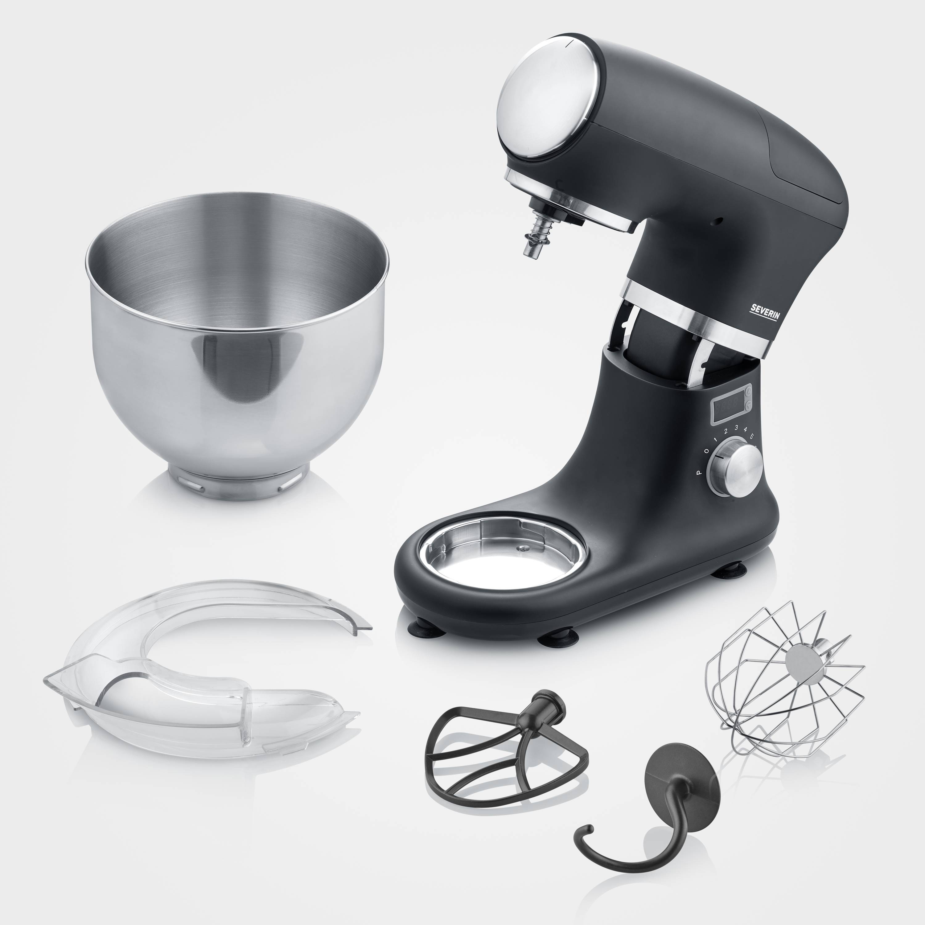 Severin KM 3897 Küchenmaschine 1000 W Edelstahl, Schwarz (matt)