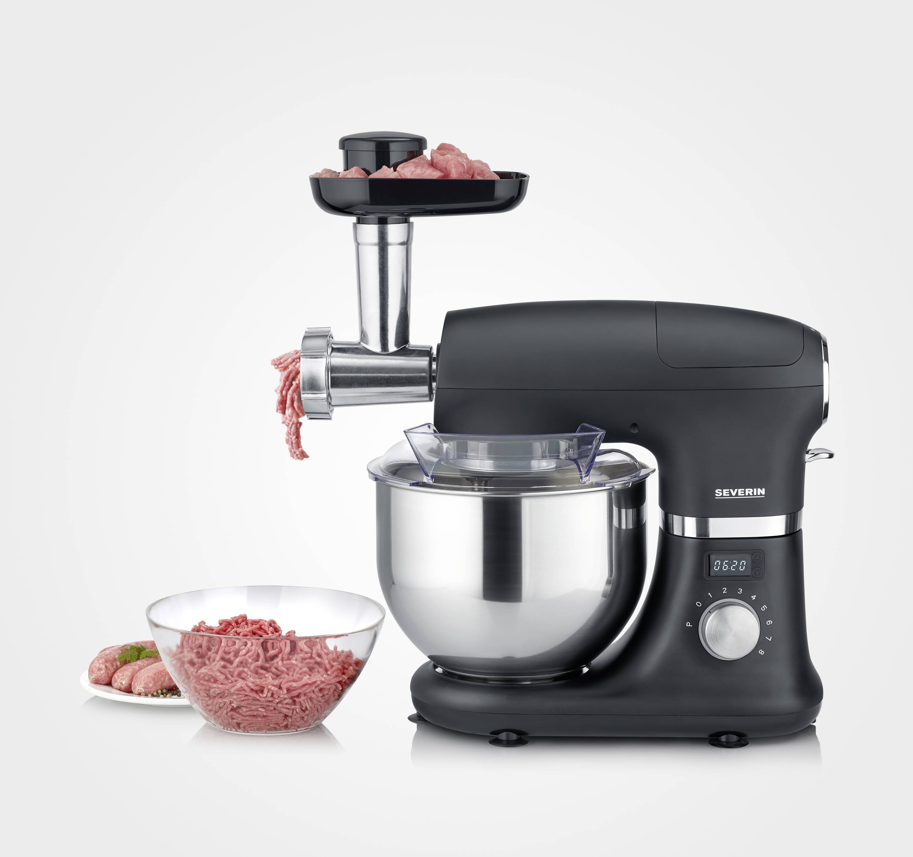 Severin KM 3897 Küchenmaschine 1000 W Edelstahl, Schwarz (matt)