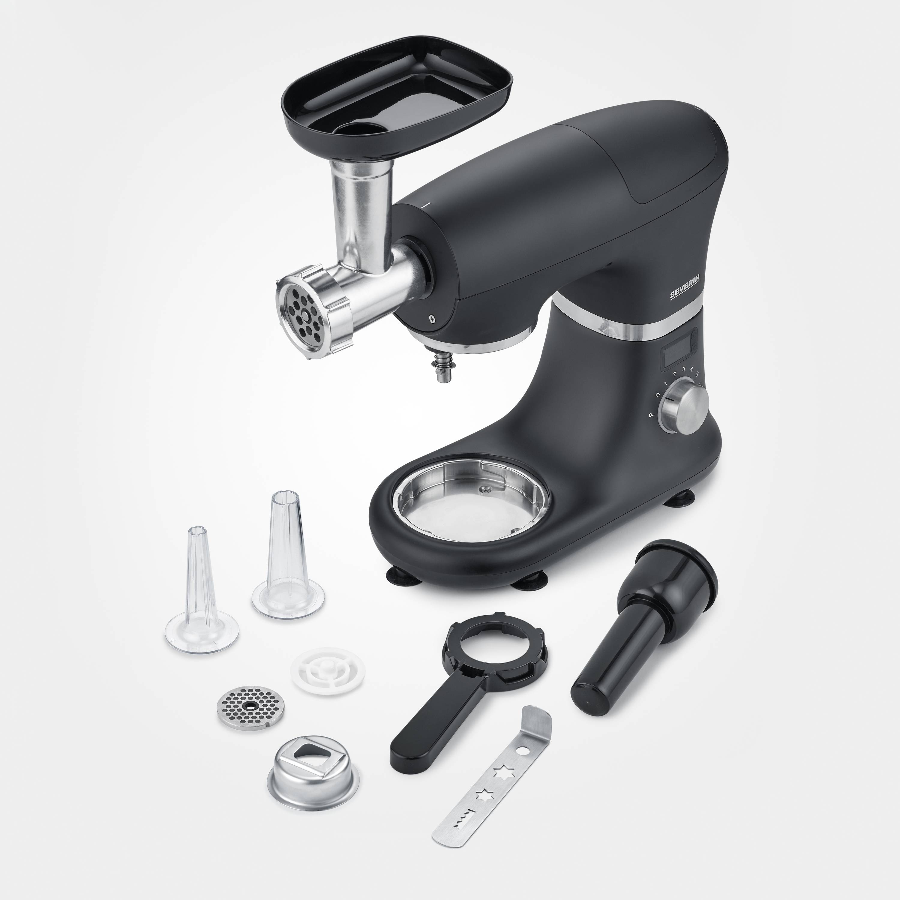 Severin KM 3897 Küchenmaschine 1000 W Edelstahl, Schwarz (matt)