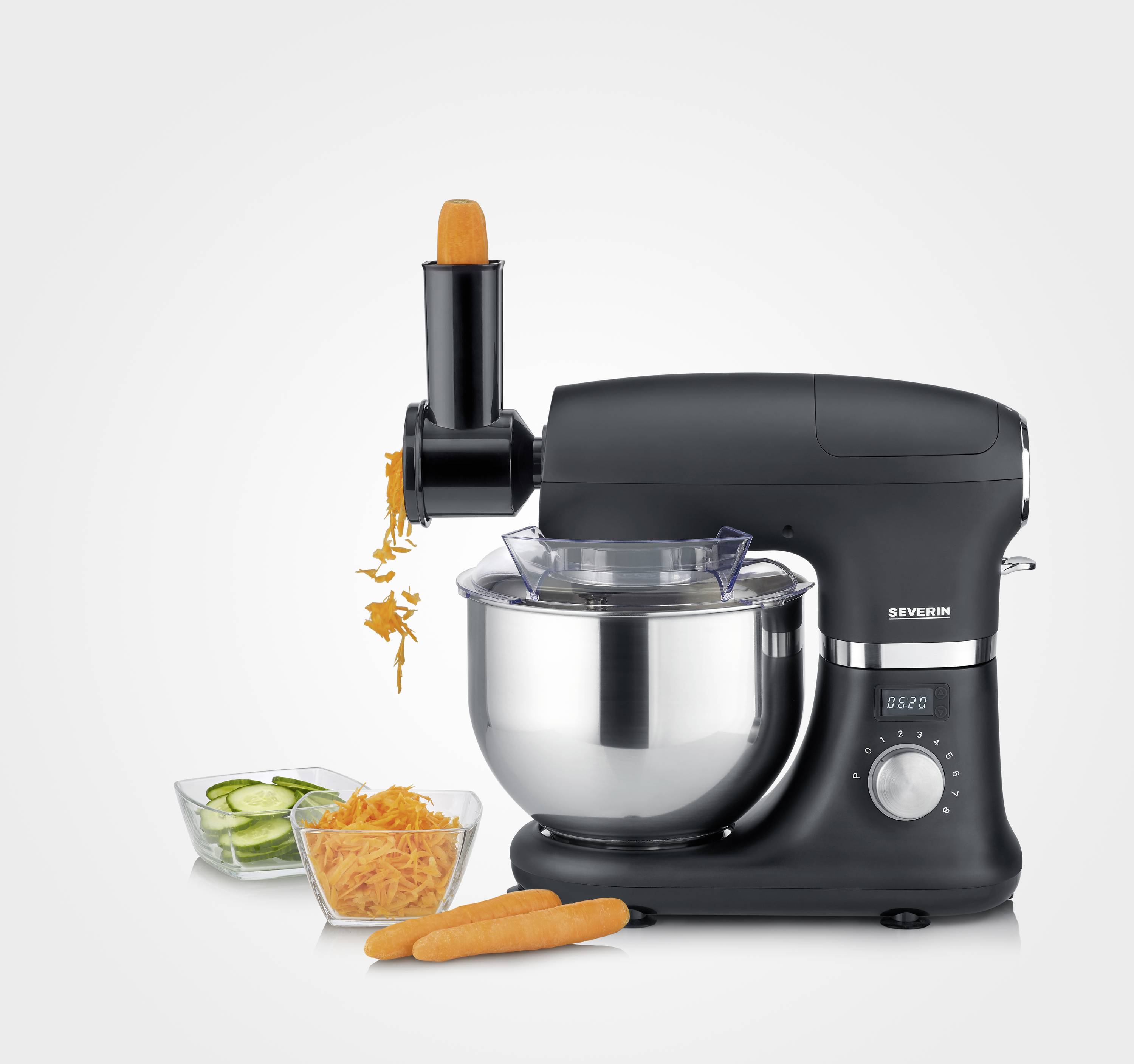 Severin KM 3897 Küchenmaschine 1000 W Edelstahl, Schwarz (matt)