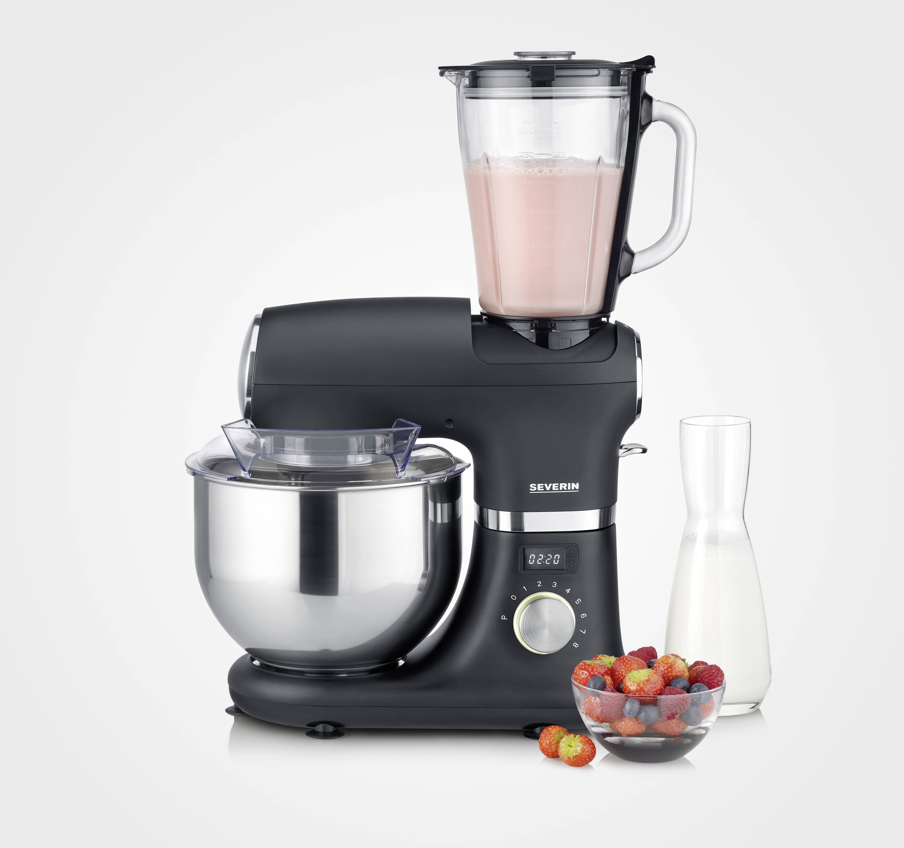 Severin KM 3897 Küchenmaschine 1000 W Edelstahl, Schwarz (matt)