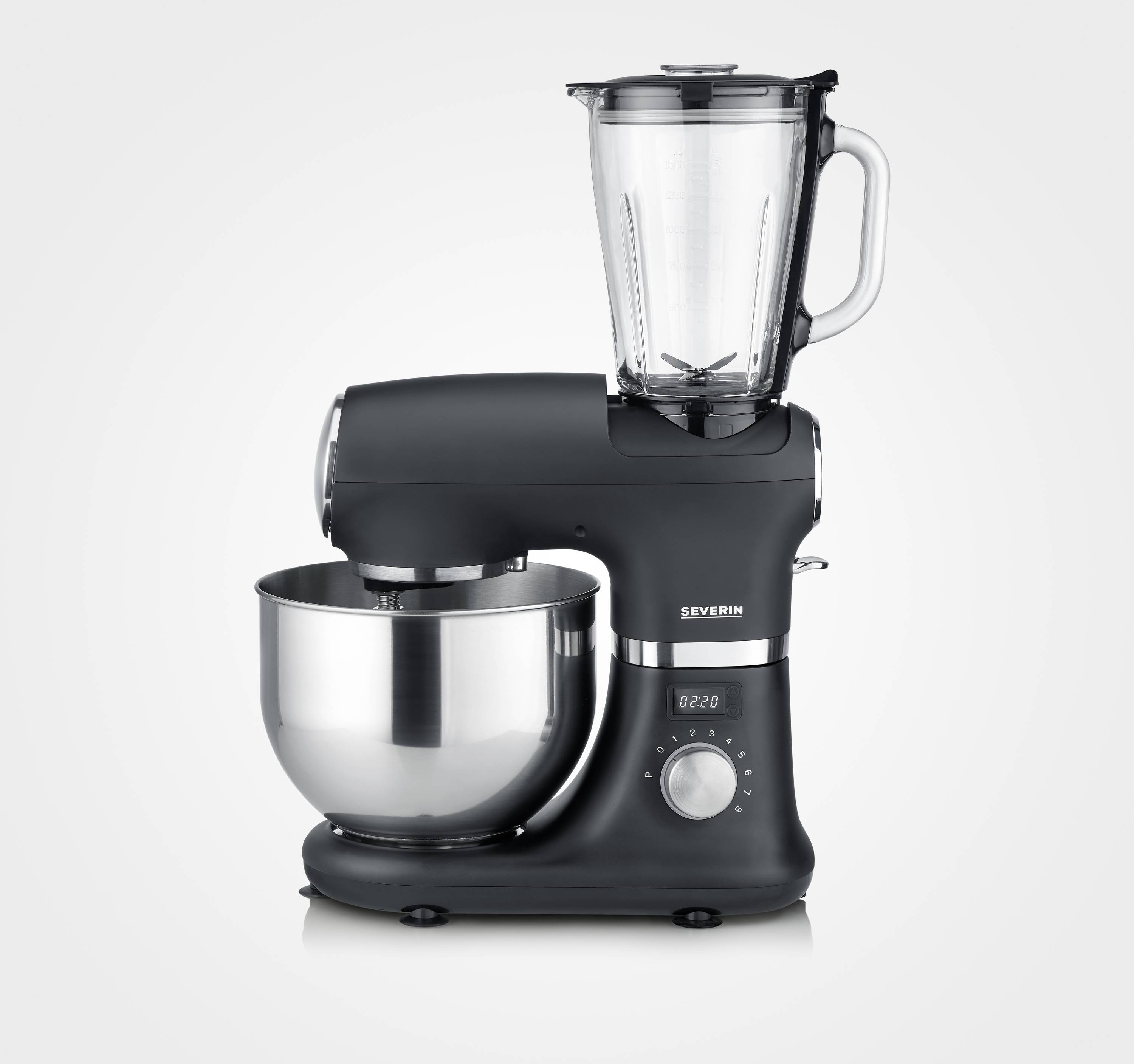 Severin KM 3897 Küchenmaschine 1000 W Edelstahl, Schwarz (matt)