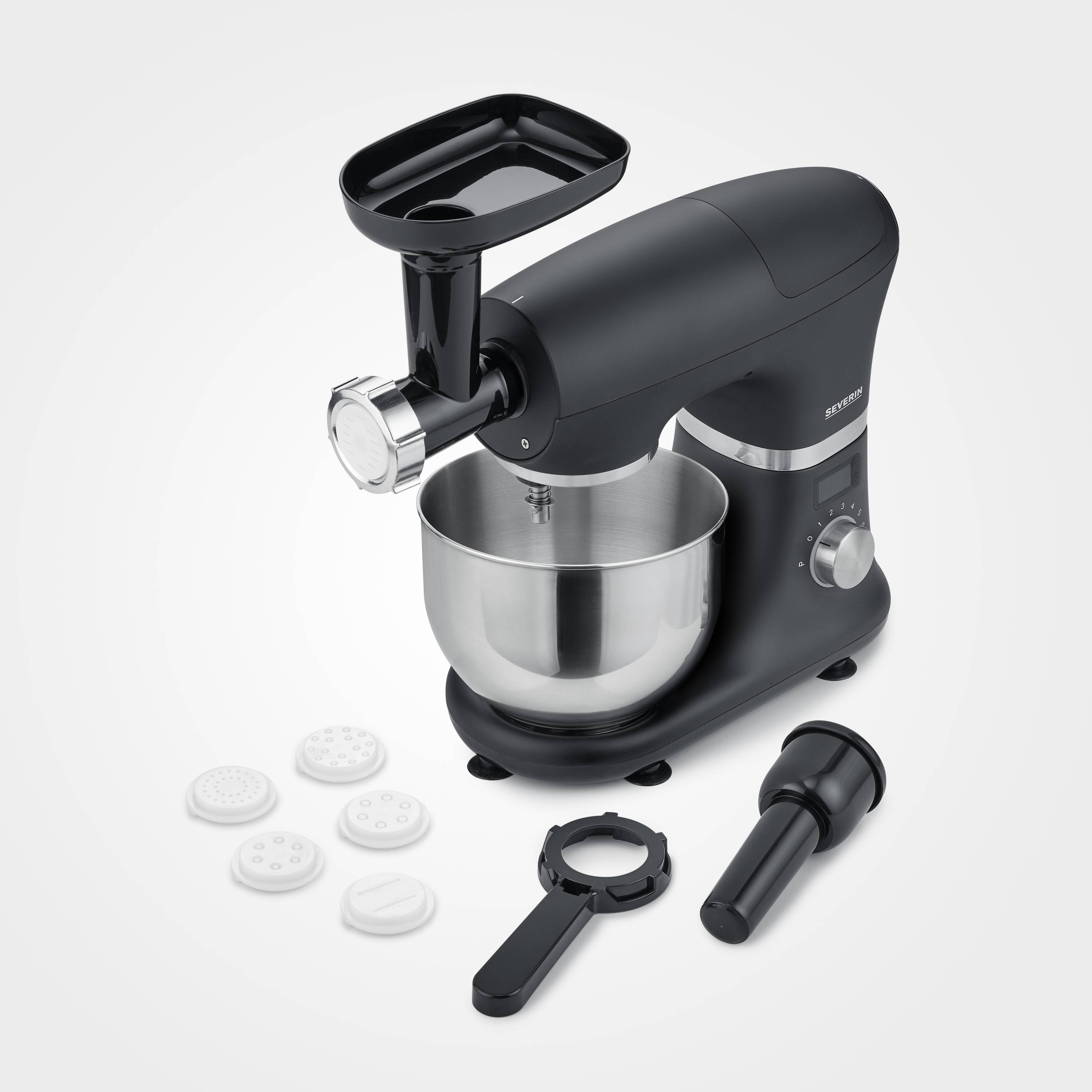 Severin KM 3897 Küchenmaschine 1000 W Edelstahl, Schwarz (matt)