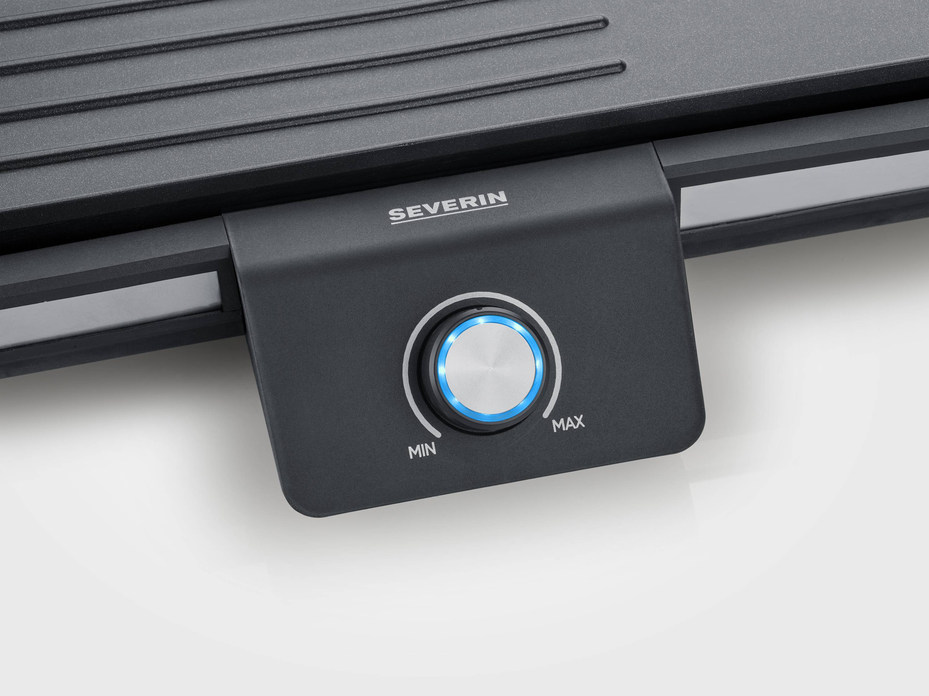 Severin Elektro, Grillplatte Tischgrill kabelgebunden, stufenloser Temperaturregler Schwarz, Edelstahl (gebürstet)