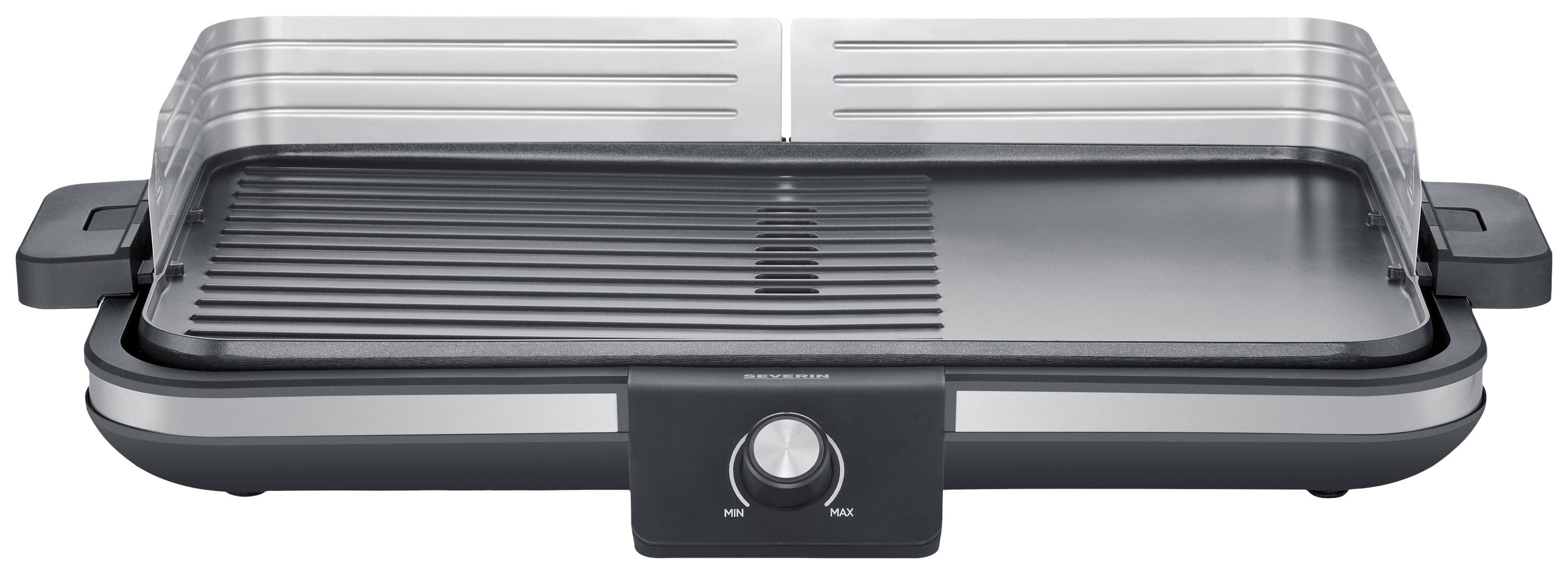 Severin Elektro, Grillplatte Tischgrill kabelgebunden, stufenloser Temperaturregler Schwarz, Edelstahl (gebürstet)