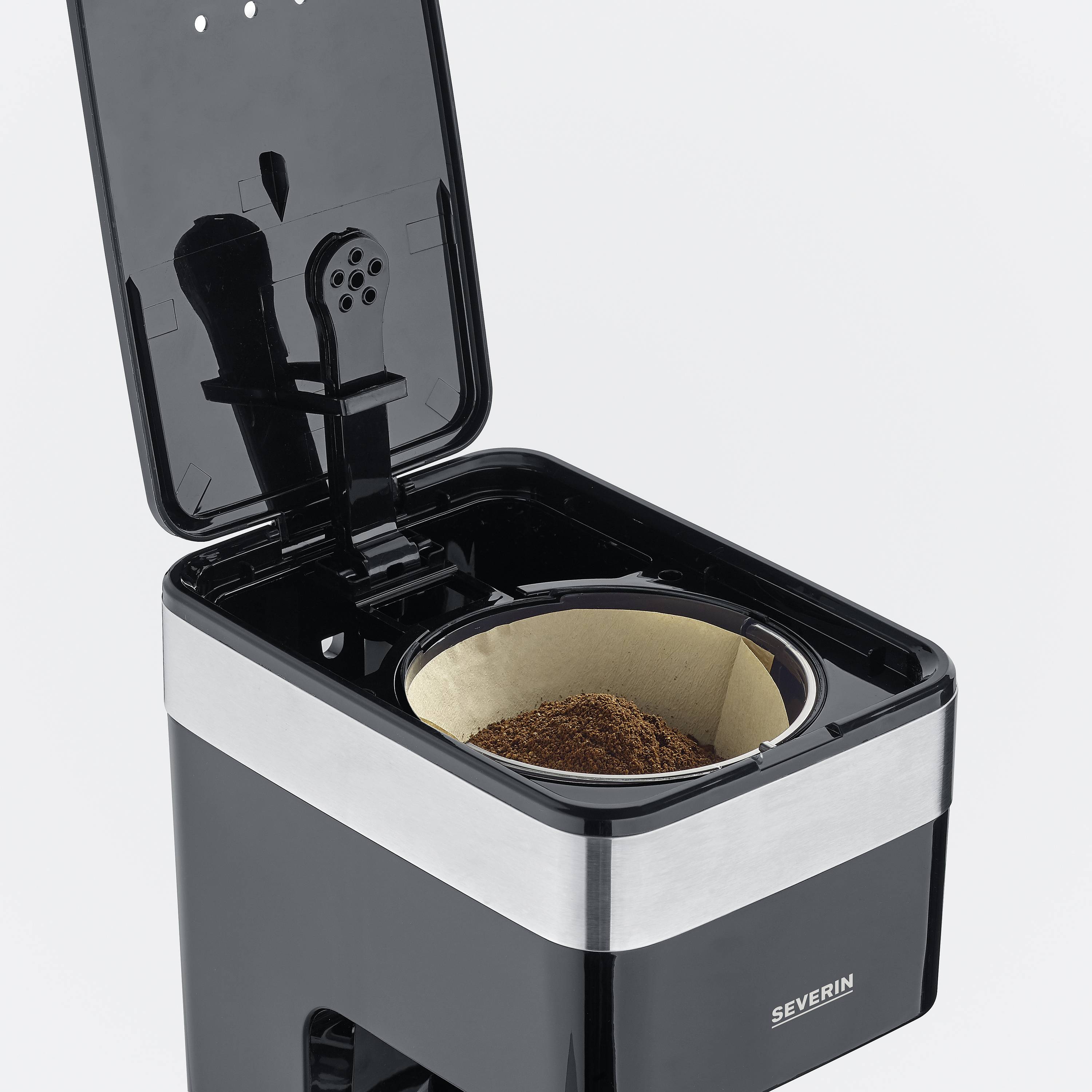 Severin KA 9263 Kaffeemaschine Edelstahl (gebürstet), Schwarz Fassungsvermögen Tassen=10 Glaskanne, mit Filterkaffee-Funktion, Warmhaltefunktion