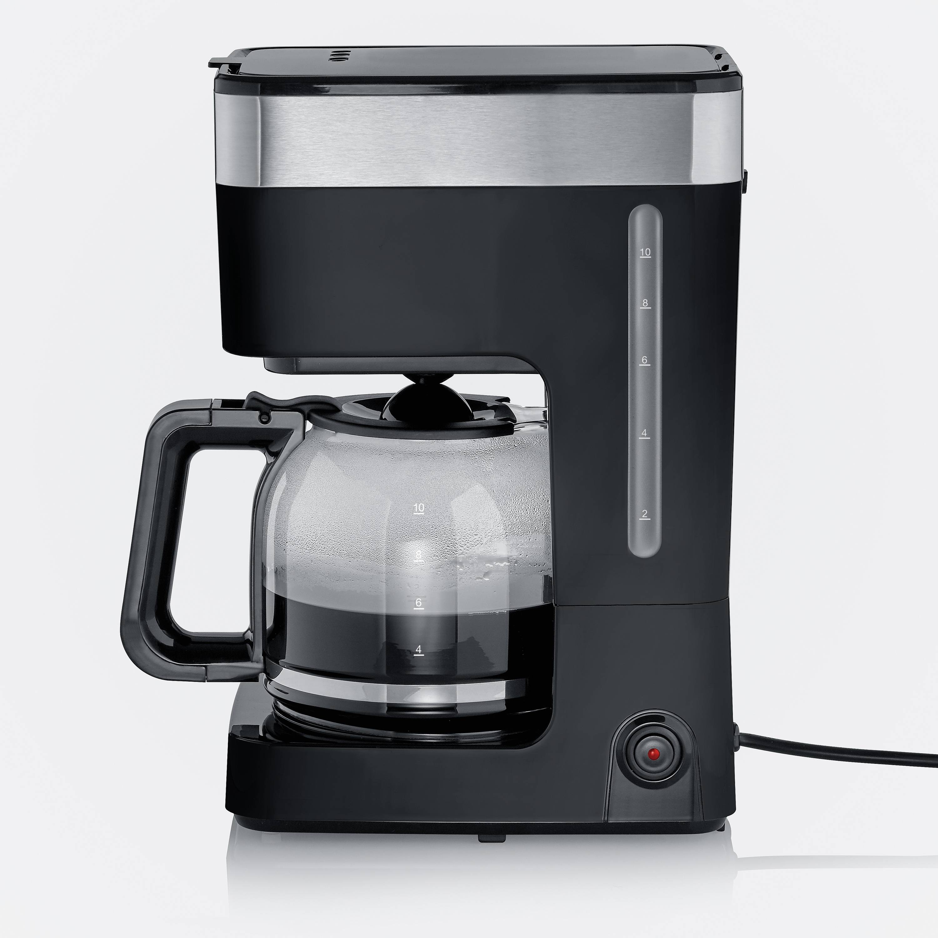 Severin KA 9263 Kaffeemaschine Edelstahl (gebürstet), Schwarz Fassungsvermögen Tassen=10 Glaskanne, mit Filterkaffee-Funktion, Warmhaltefunktion