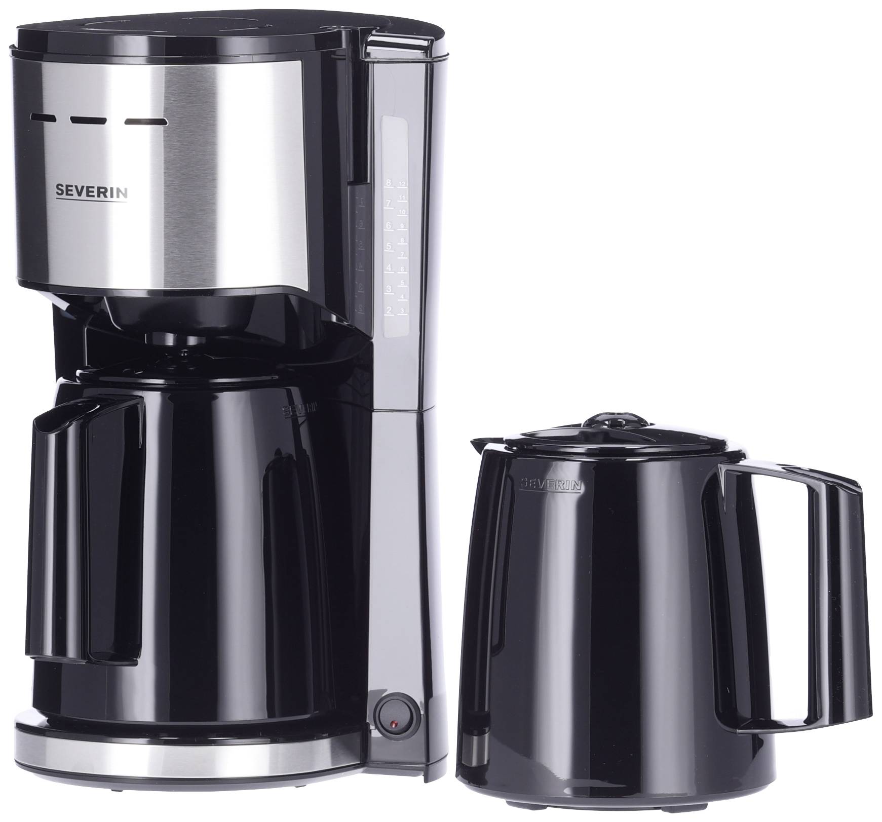 Severin KA 9308 Kaffeemaschine Edelstahl (gebürstet), Schwarz Fassungsvermögen Tassen=8 Isolierkann