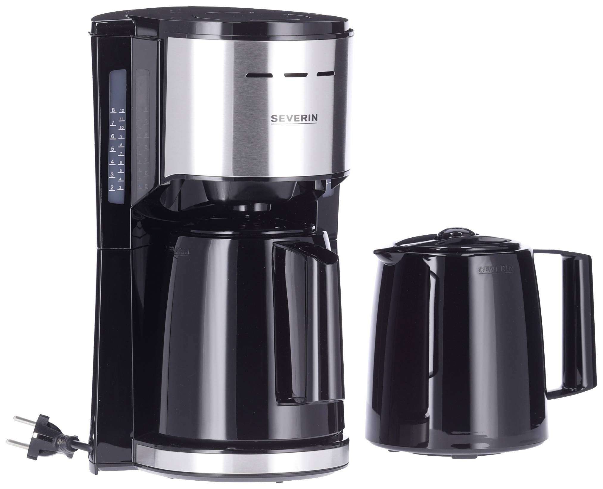 Severin KA 9308 Kaffeemaschine Edelstahl (gebürstet), Schwarz Fassungsvermögen Tassen=8 Isolierkanne