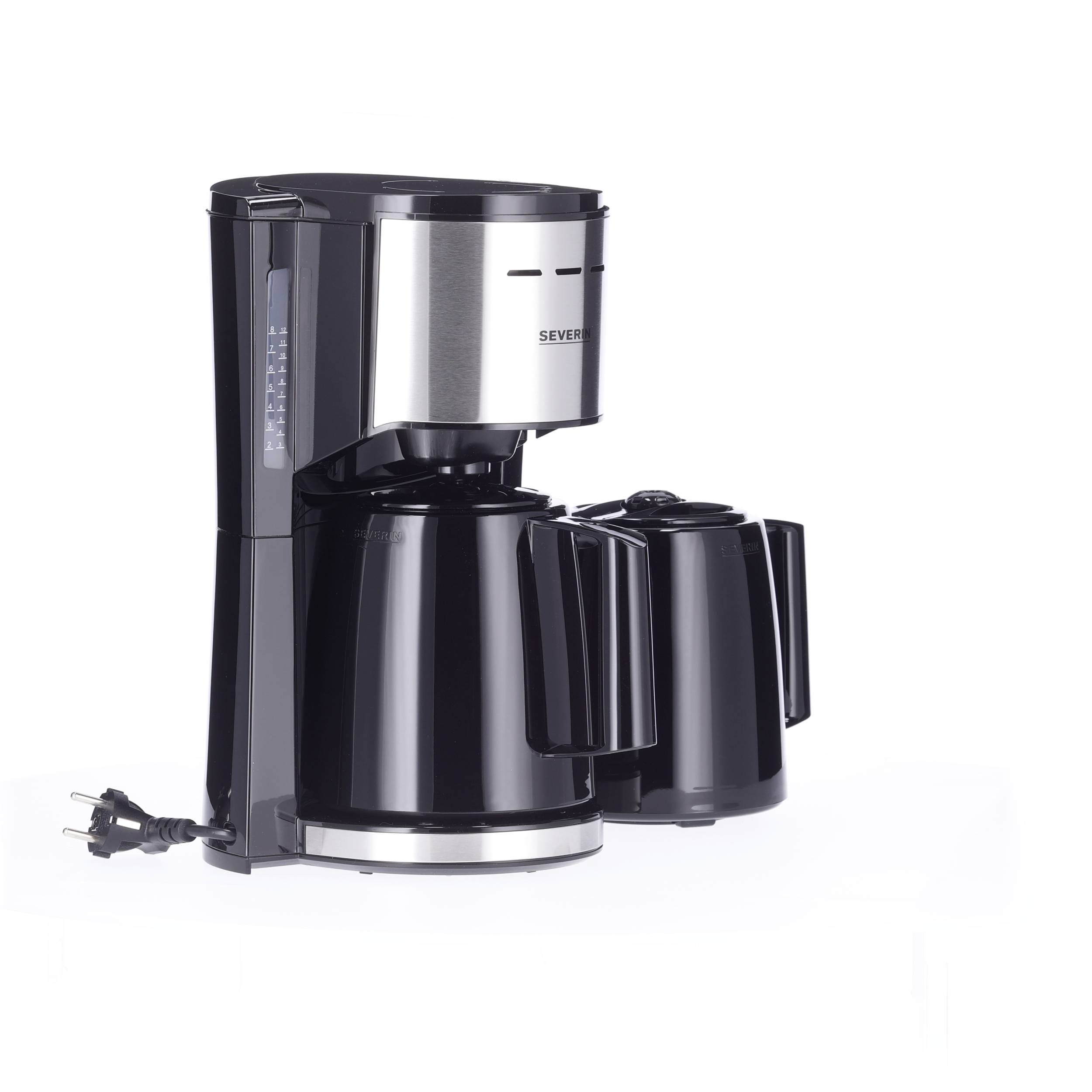Severin KA 9308 Kaffeemaschine Edelstahl (gebürstet), Schwarz Fassungsvermögen Tassen=8 Isolierkanne