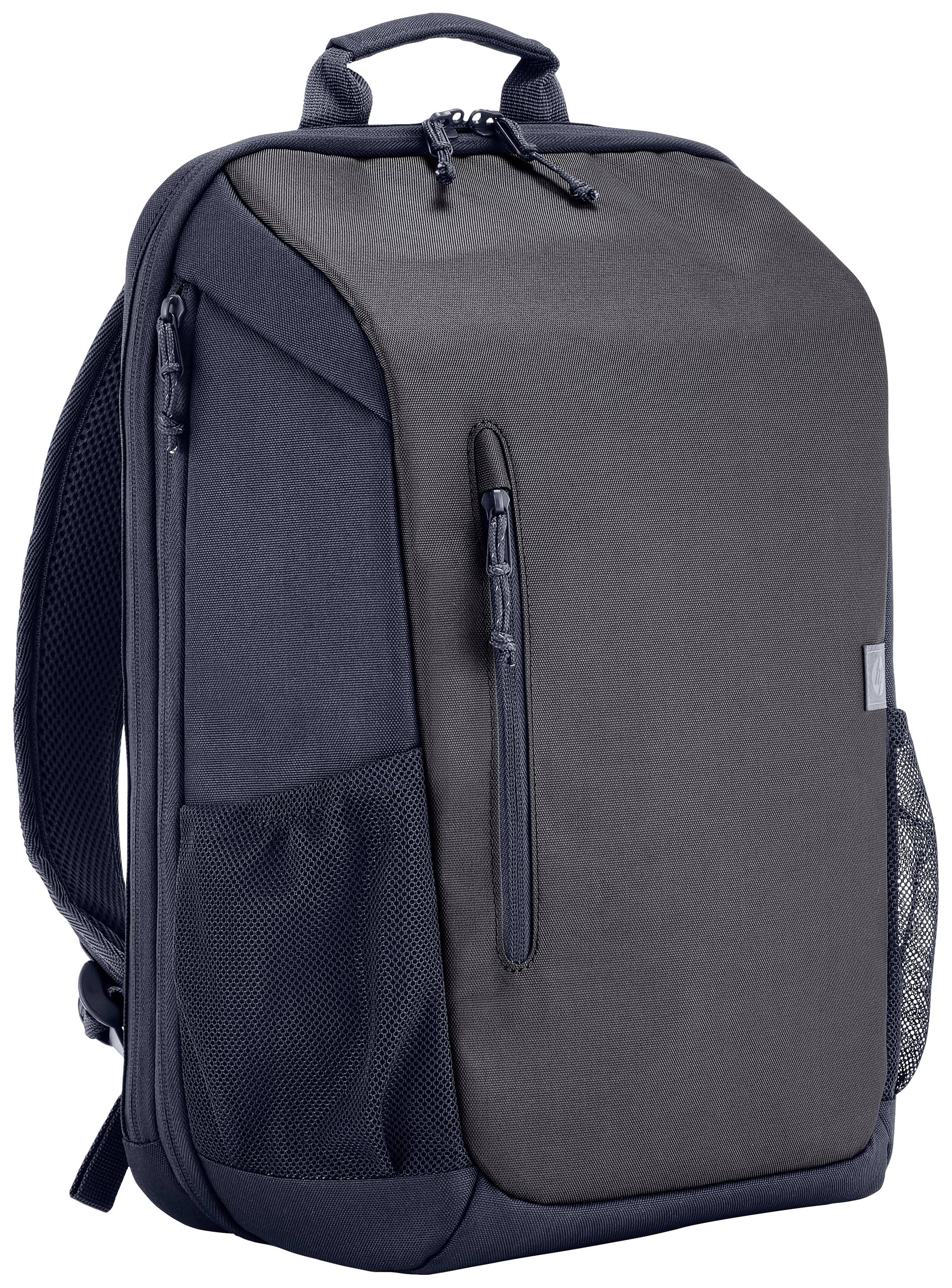 Ein anthrazitfarbener Rucksack mit mehreren Fächern und Reißverschlüssen, geeignet für Alltag und Reisen.