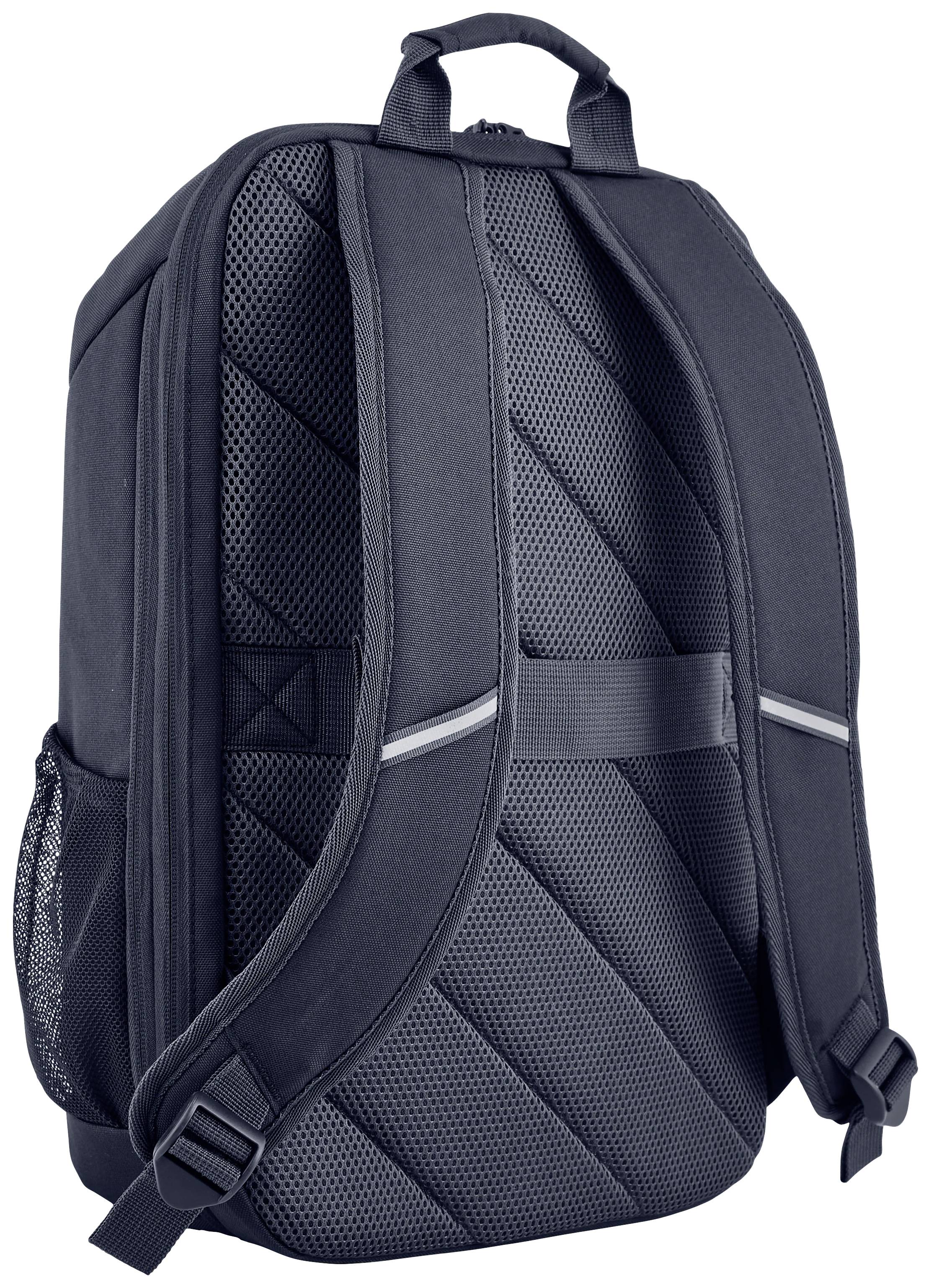 Ein schwarzer Rucksack, mit gepolsterten Trägern und atmungsaktivem Rückenteil. Geeignet für den täglichen Gebrauch.