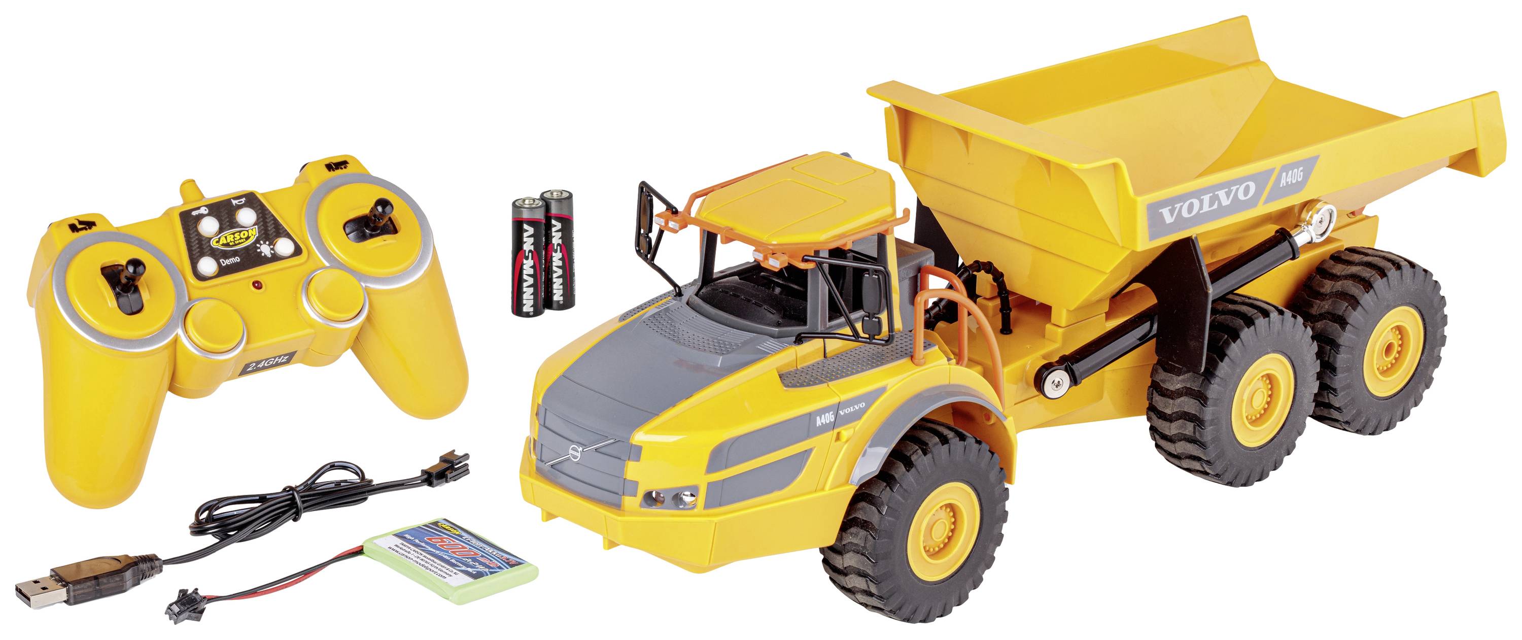 Carson Modellsport 907669 1:20 Muldenkipper Volvo A40G 100% RTR 1:20 Elektro RC Einsteiger Funktionsmodell 100% RtR
