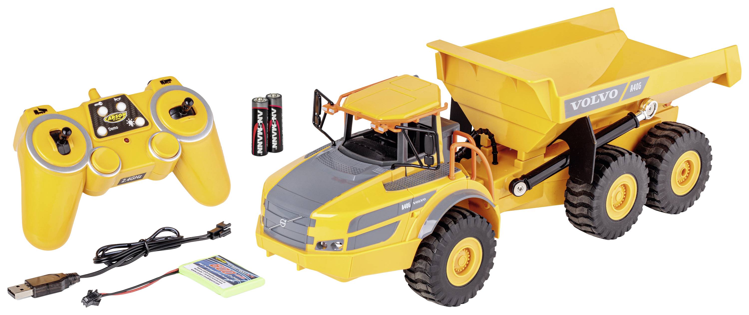 Carson Modellsport 907669 1:20 Muldenkipper Volvo A40G 100% RTR 1:20 Elektro RC Einsteiger Funktionsmodell 100% RtR