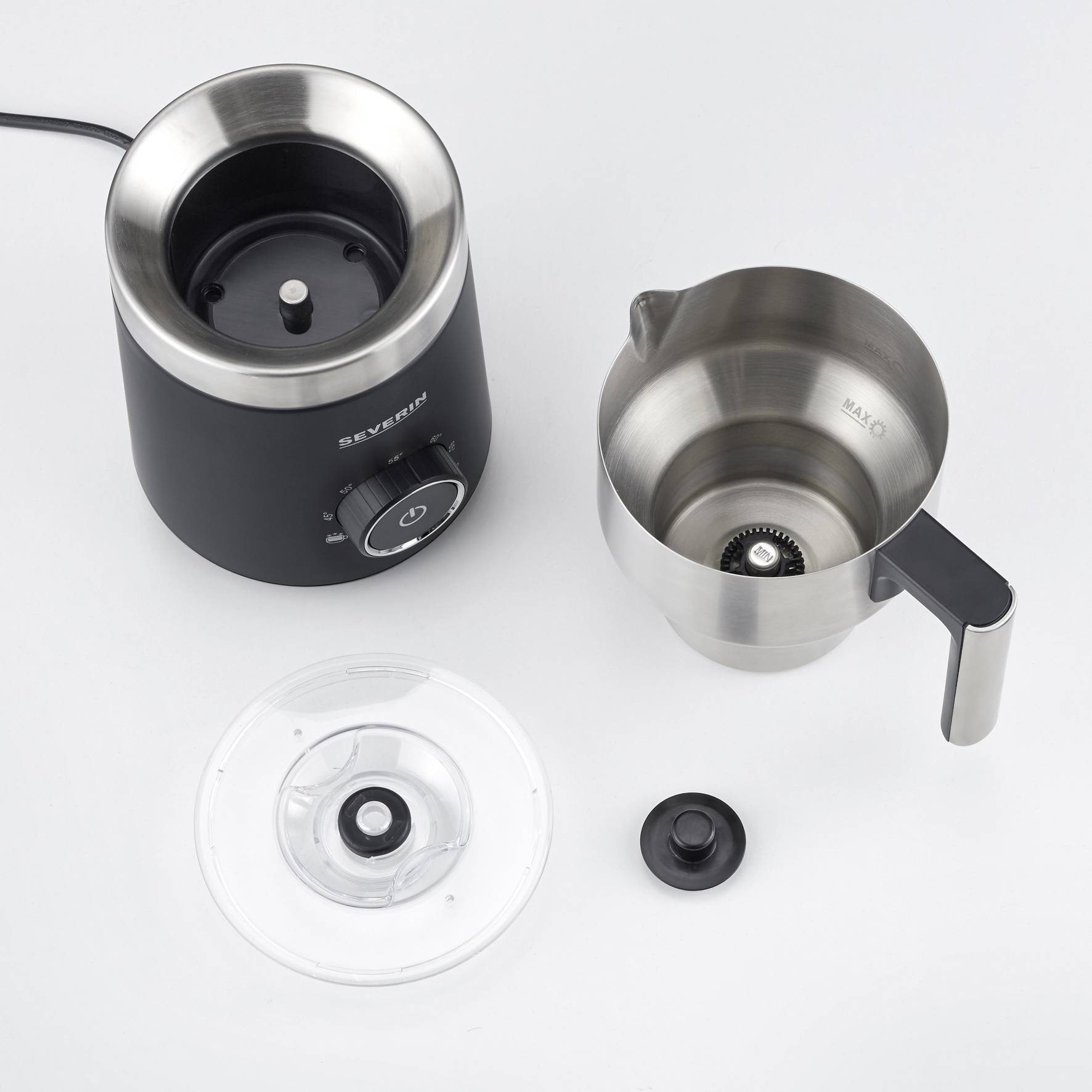 Severin SM 3586 SM 3586 Milchaufschäumer Edelstahl (gebürstet), Schwarz (matt) 500 W