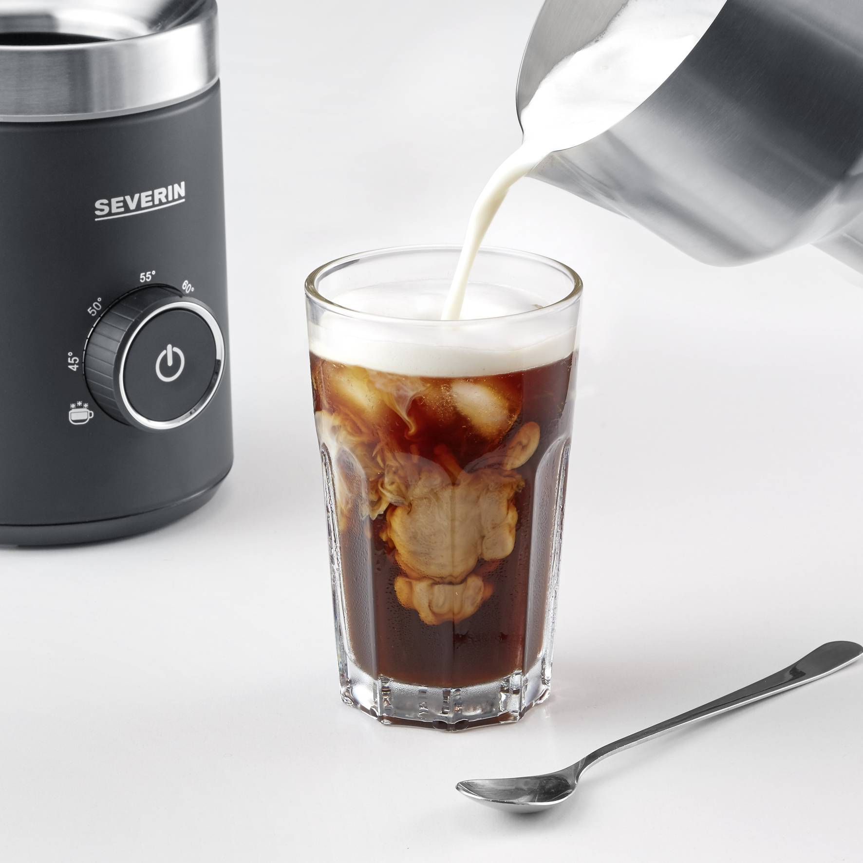 Severin SM 3586 SM 3586 Milchaufschäumer Edelstahl (gebürstet), Schwarz (matt) 500 W