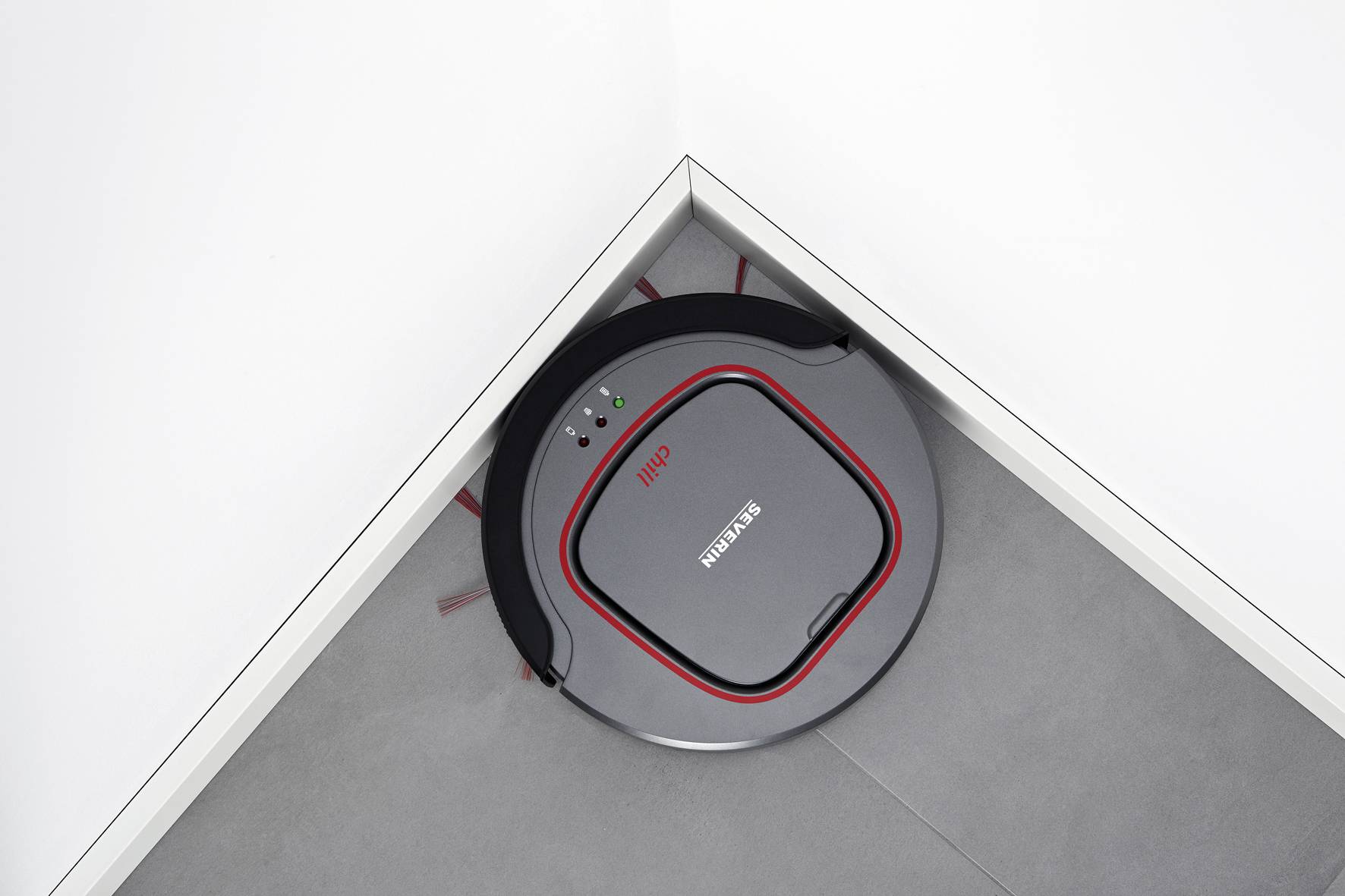 Severin RB 7025 Saugroboter Platin-Grau, Granat Rot, Schwarz inkl. Akku