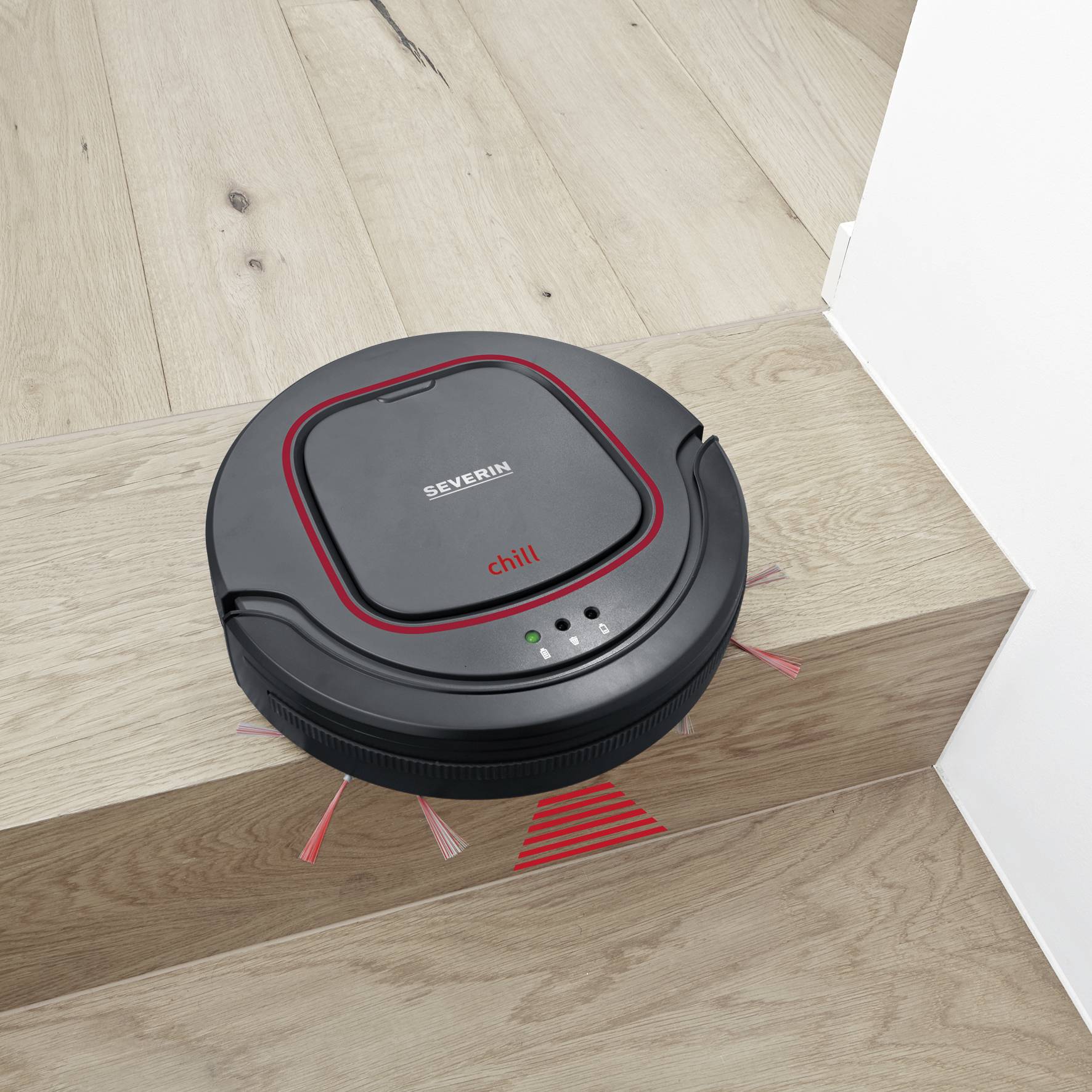 Severin RB 7025 Saugroboter Platin-Grau, Granat Rot, Schwarz inkl. Akku