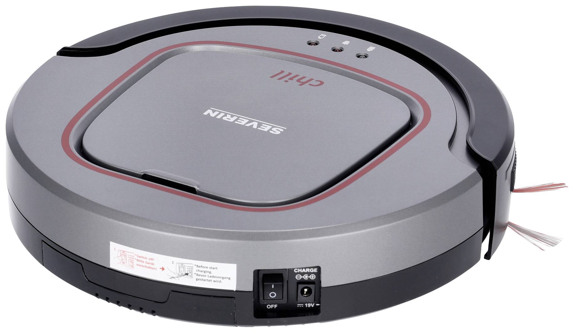 Severin RB 7025 Saugroboter Platin-Grau, Granat Rot, Schwarz inkl. Akku