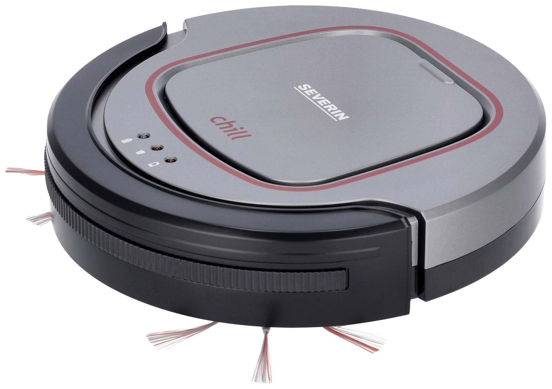 Severin RB 7025 Saugroboter Platin-Grau, Granat Rot, Schwarz inkl. Akku