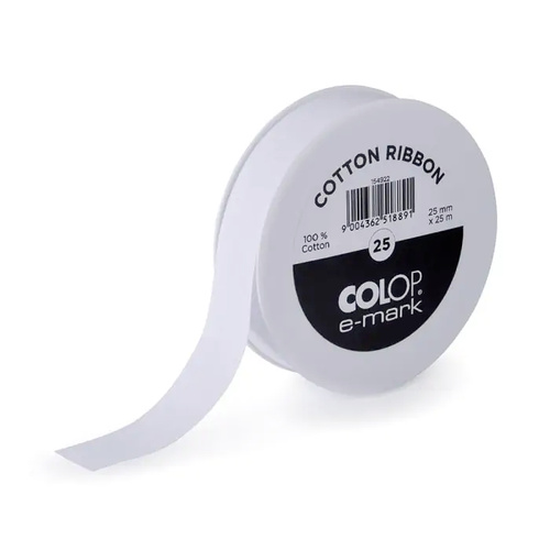 Colop 154922 cotton ribbon Etiketten-Band 25mm x 25 lfm white