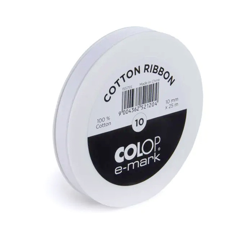 Colop 155755 cotton ribbon Etiketten-Band 10mm x 25 lfm white