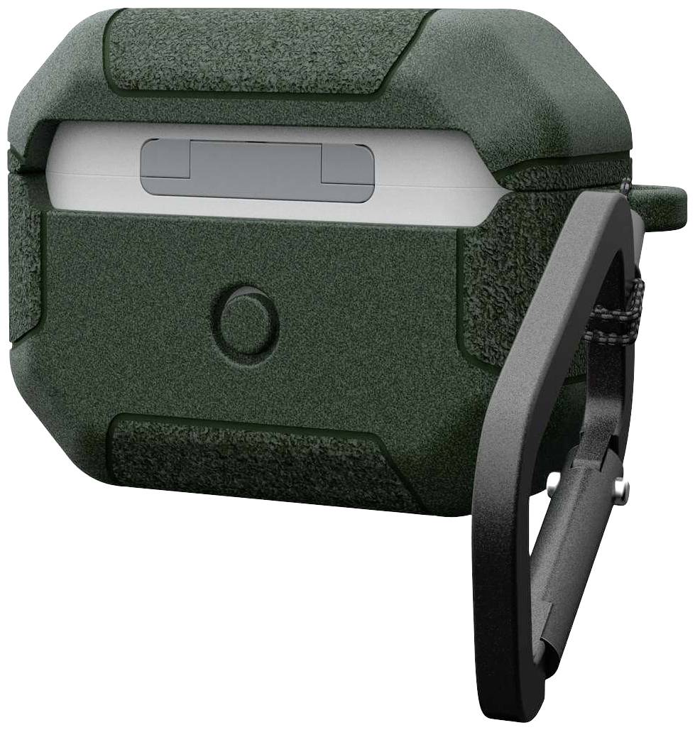 Ein robustes, grünes Etui mit sicherem Verschluss, dargestellt in einem schrägen Winkel. Ideal zum Schutz kleinerer Geräte.