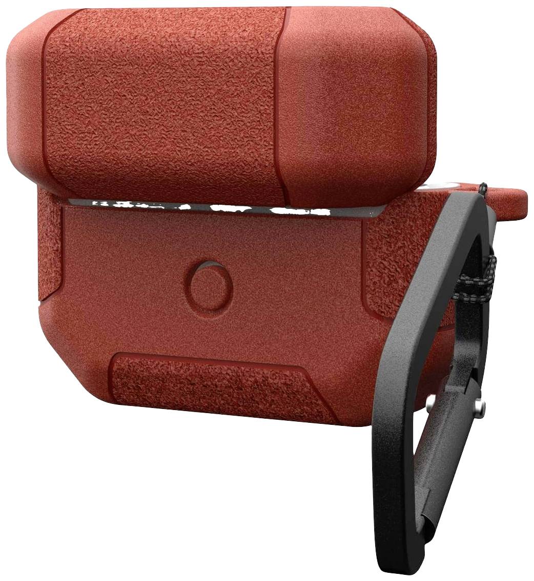 Rotes, rechteckiges Gerät mit abgerundeten Ecken und einem schwarzen Griff seitlich. Könnte ein elektronisches oder mechanisches Gerät sein.