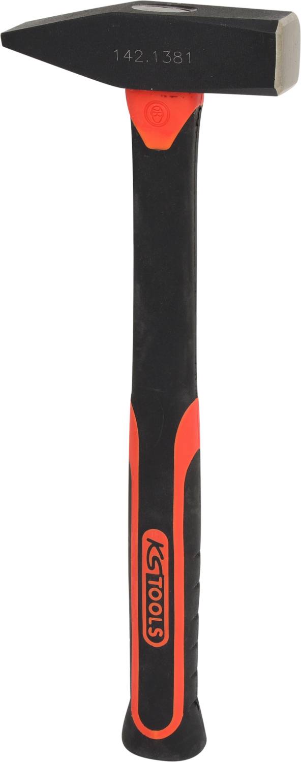 Ein Hammer mit Kunststoffgriff und Metallkopf. Oben auf dem Kopf ist die Nummer '142.1381' sichtbar.