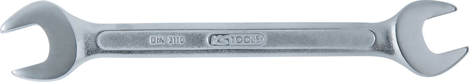 Ein silberner Gabelschlüssel mit den Markierungen 'DIN 3110' und 'Gedore'. Ideal für handwerkliche Arbeiten und Reparaturen.