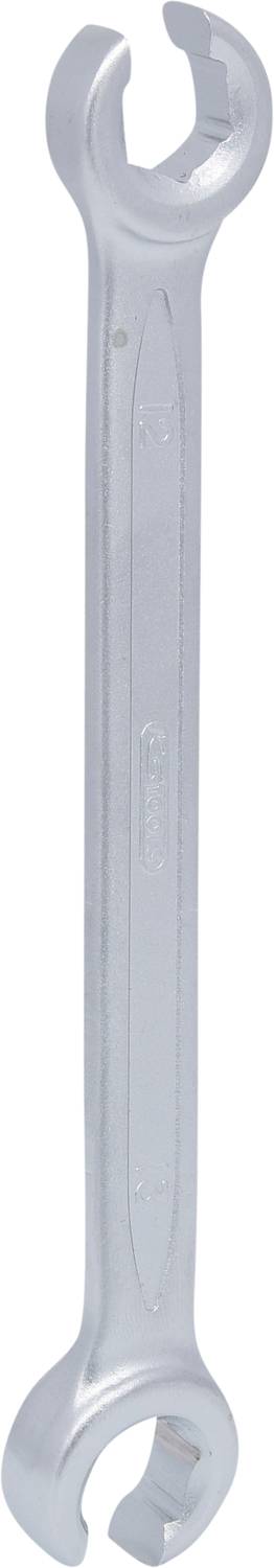 Ein Metallschraubenschlüssel mit offenen Enden, geeignet für Schraubarbeiten.