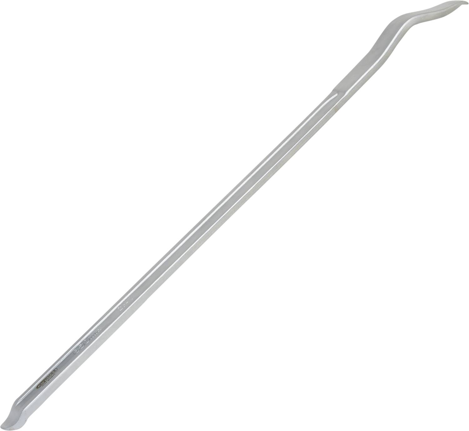 Ein langer, gebogener Brecheisen mit zwei unterschiedlich gebogenen Enden, typischerweise aus Metall, wird für Hebelarbeiten verwendet.