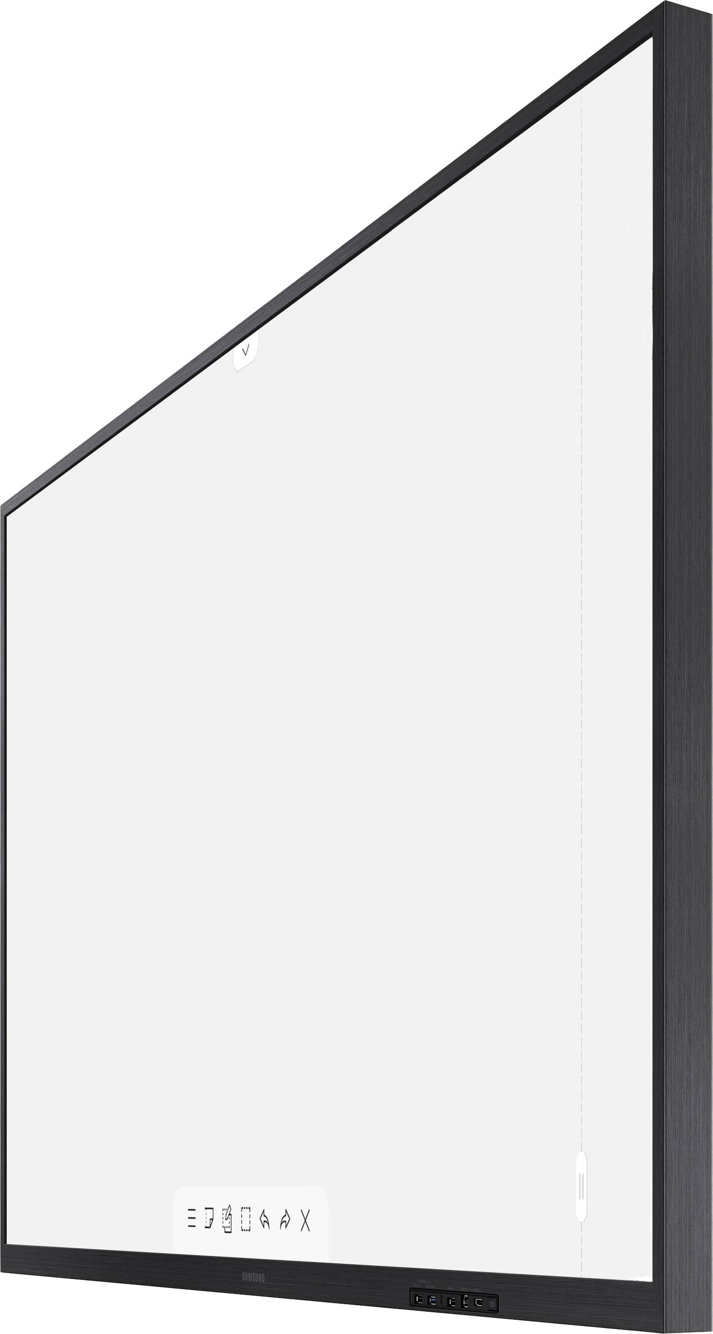 Eine schwarze Tafel in diagonaler Ansicht, mit einem kleinen weißen Menü im unteren Bereich.