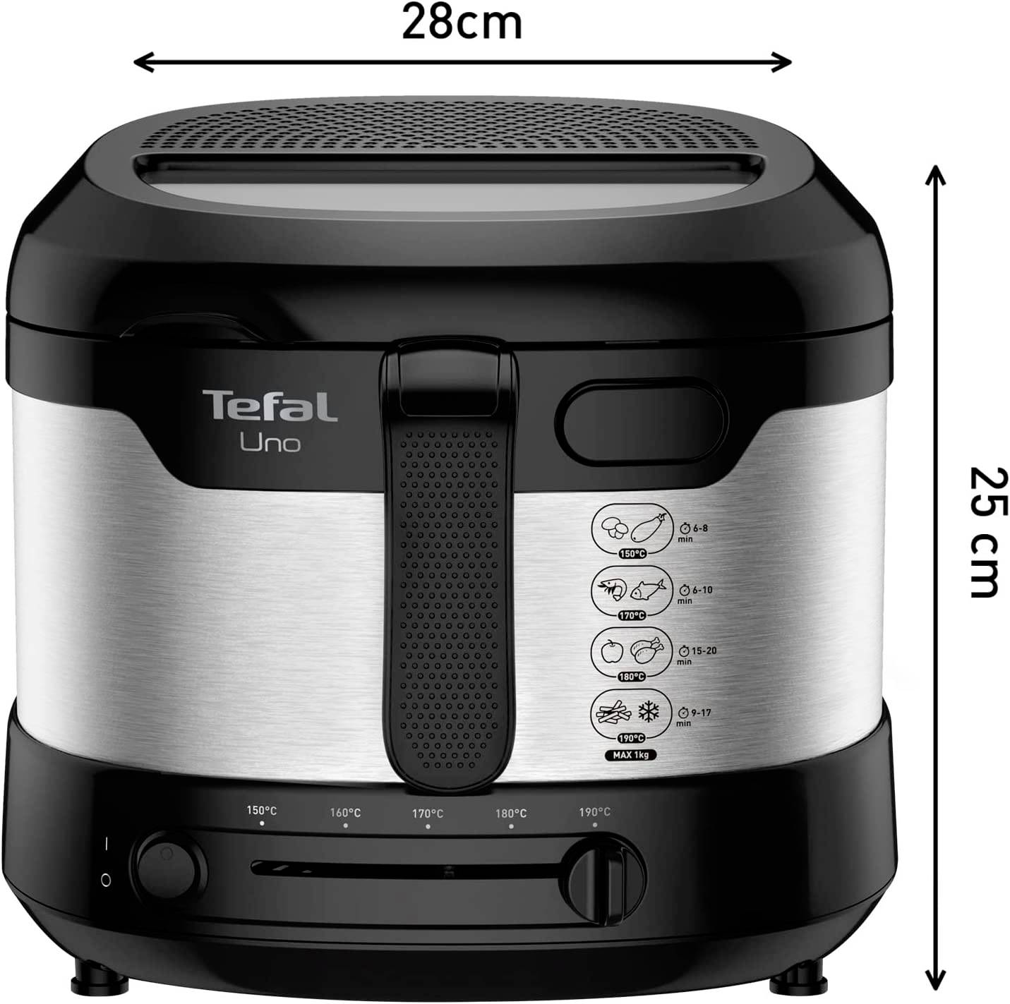 Tefal FF215D Fritteuse 1 kg 1600 W Edelstahl, Schwarz