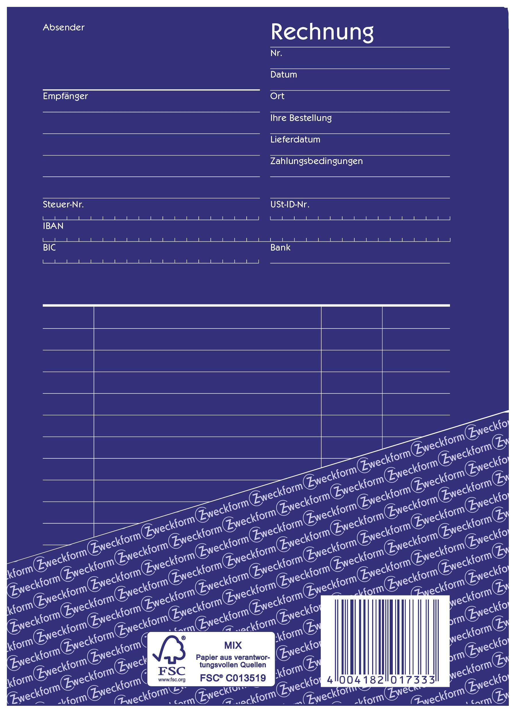 Avery-Zweckform 1733 Rechnung Formular DIN A5 Anzahl der Blätter: 40