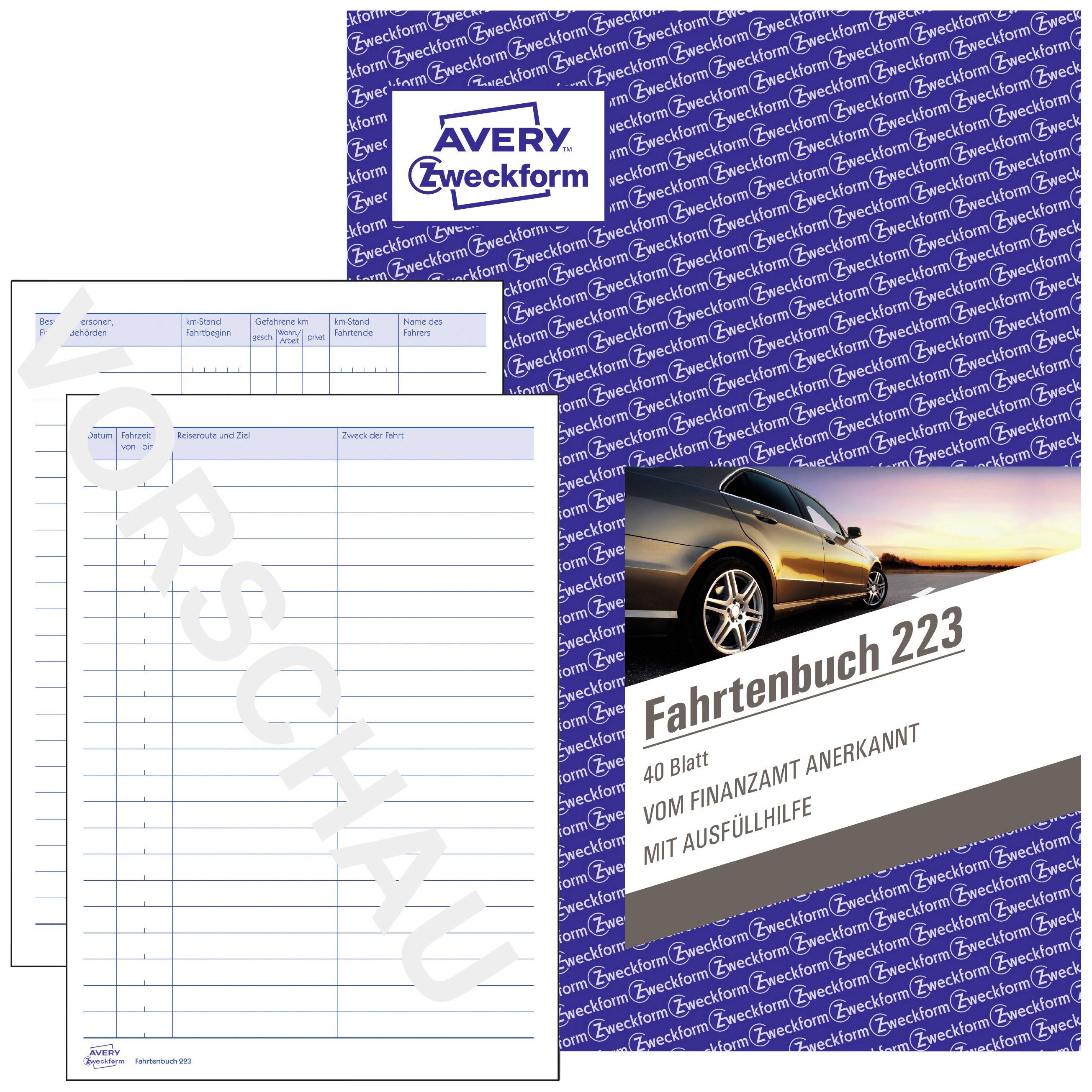 Avery-Zweckform 223-10 DIN A5 Fahrtenbuch Anzahl der Blätter: 40 Weiß 10St.