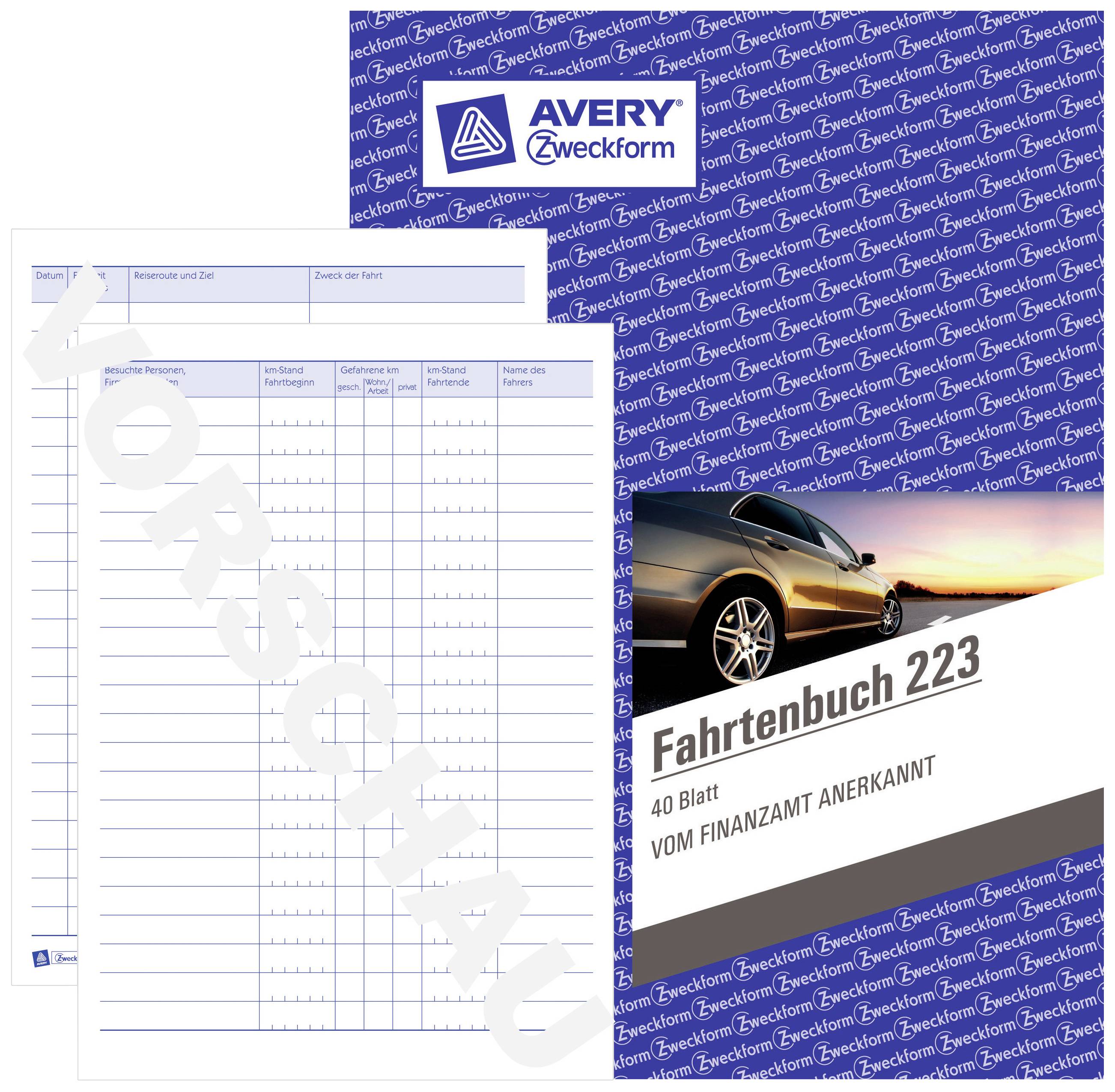 Avery-Zweckform 223-3 DIN A5 Fahrtenbuch Anzahl der Blätter: 40 Weiß 3St.