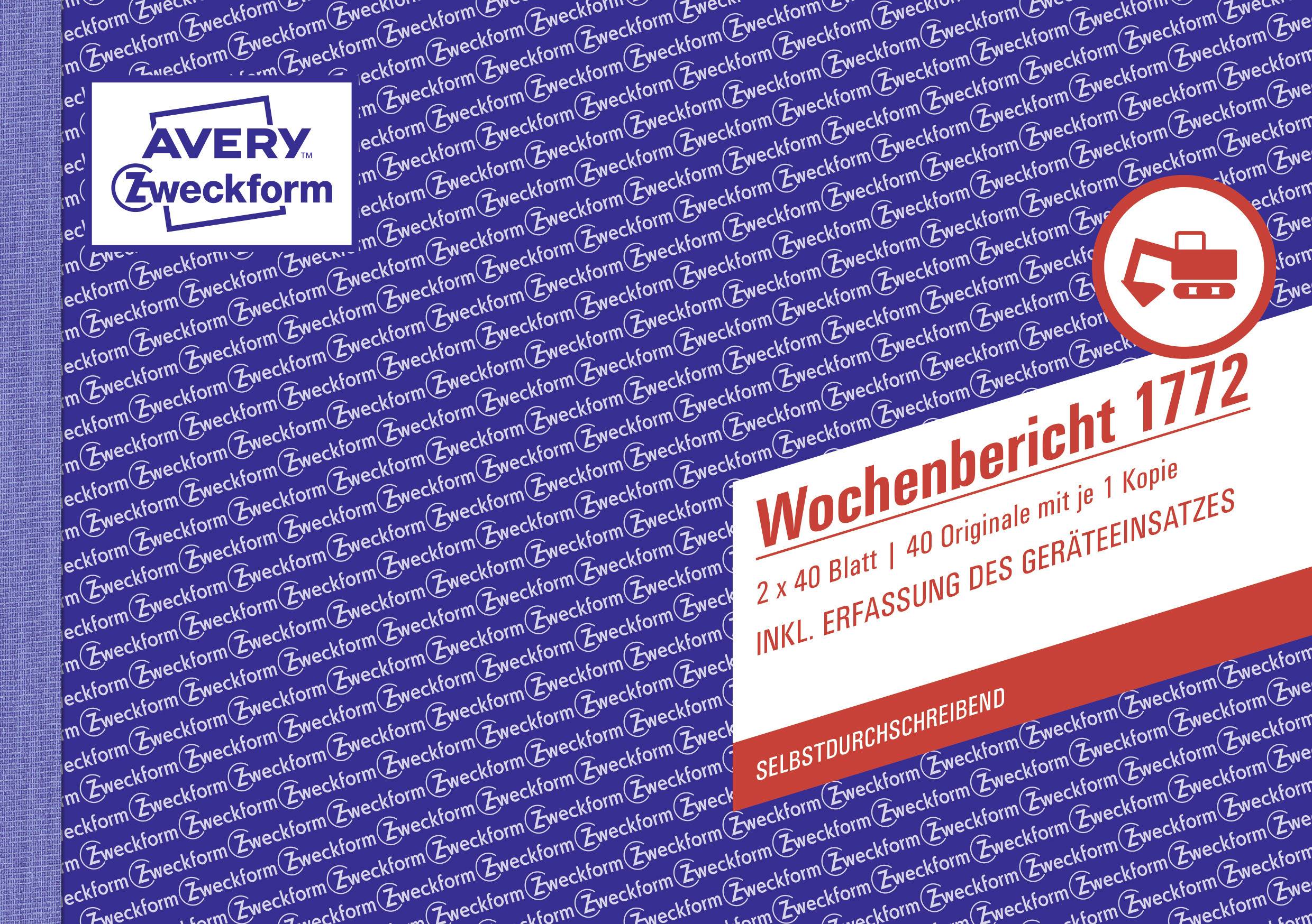 Avery-Zweckform Wochenbericht Formular 1772 DIN A5 quer Anzahl der Blätter: 40