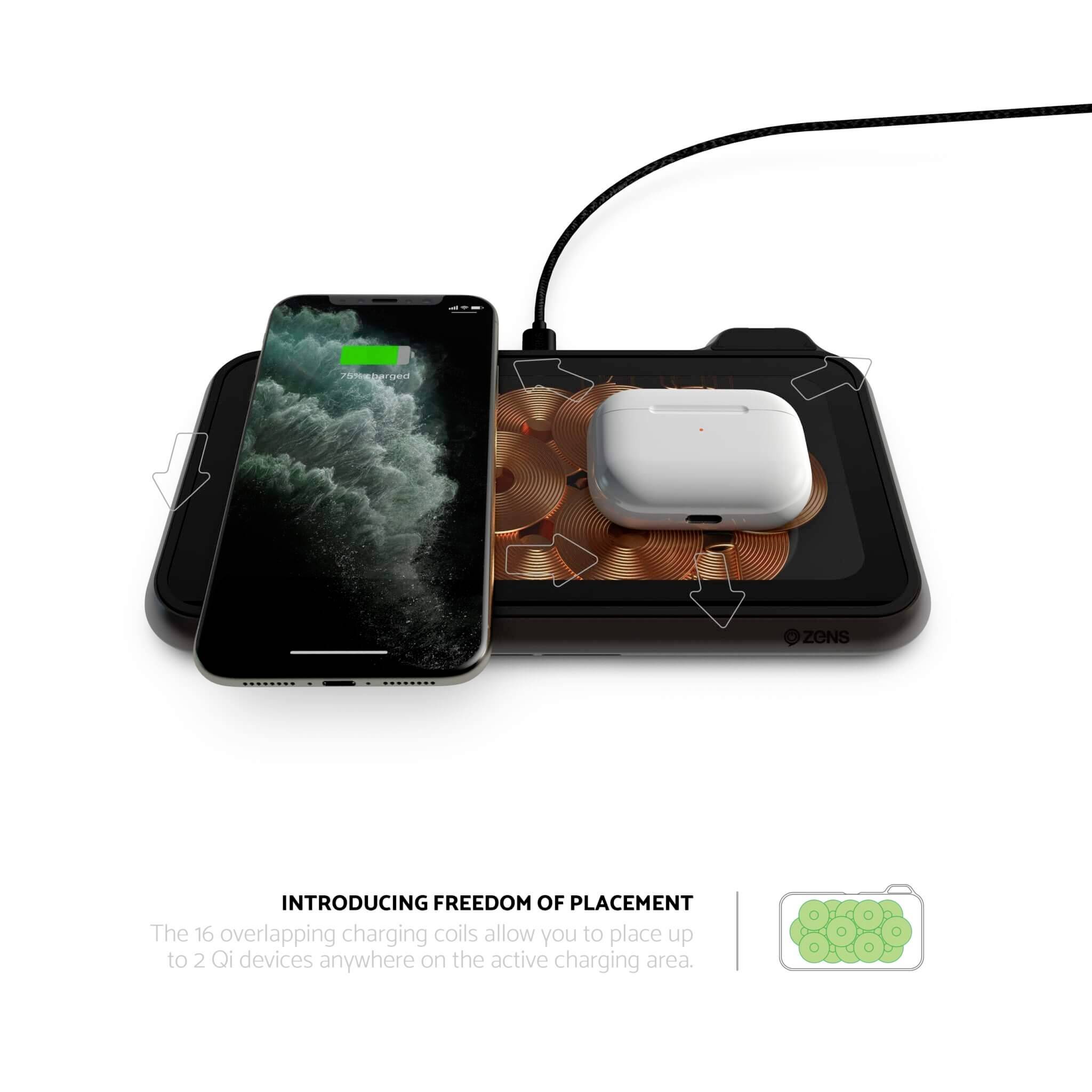 ZENS Induktions-Ladegerät Liberty Series Glass Edition Wireless Charger ZEDC09G/00