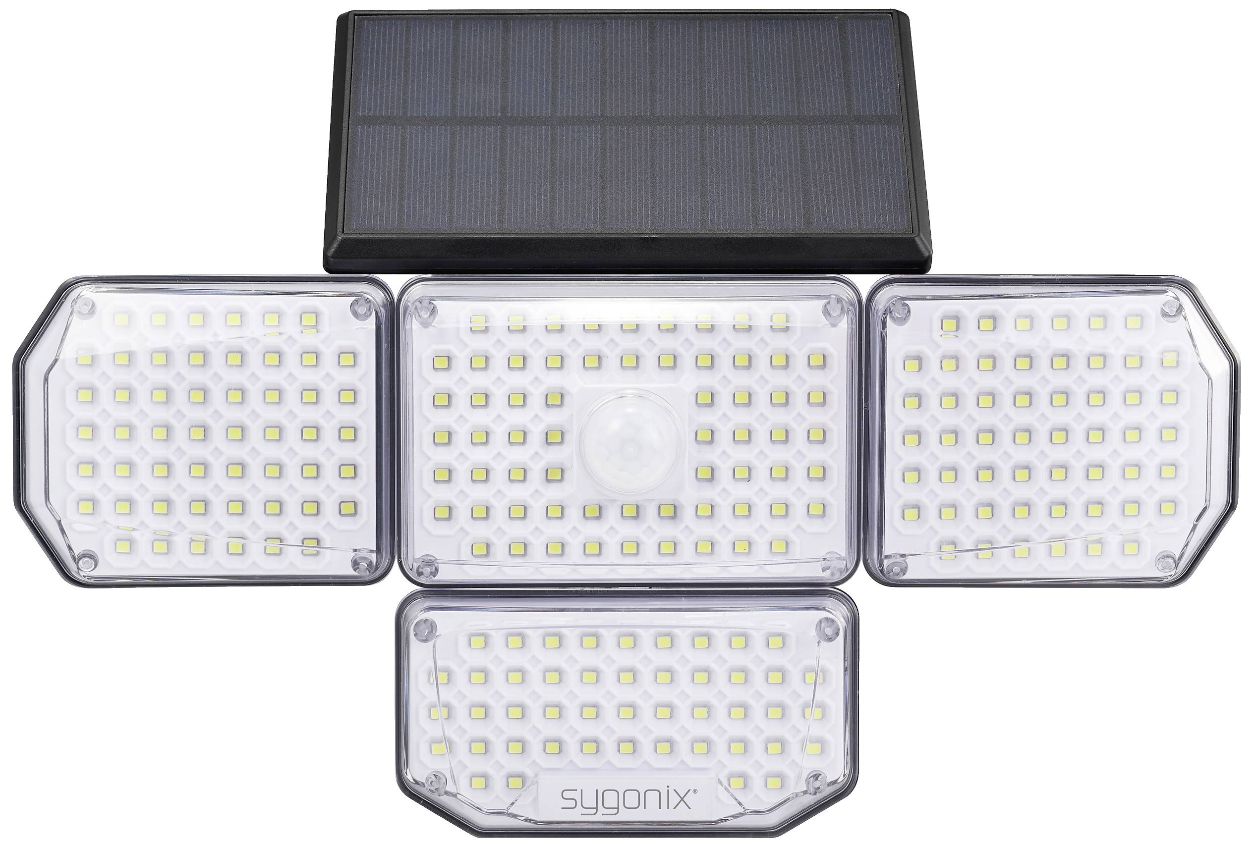 Sygonix SY-5626568 Solar-Außenwandleuchte mit Bewegungsmelder LED 1.265W Schwarz