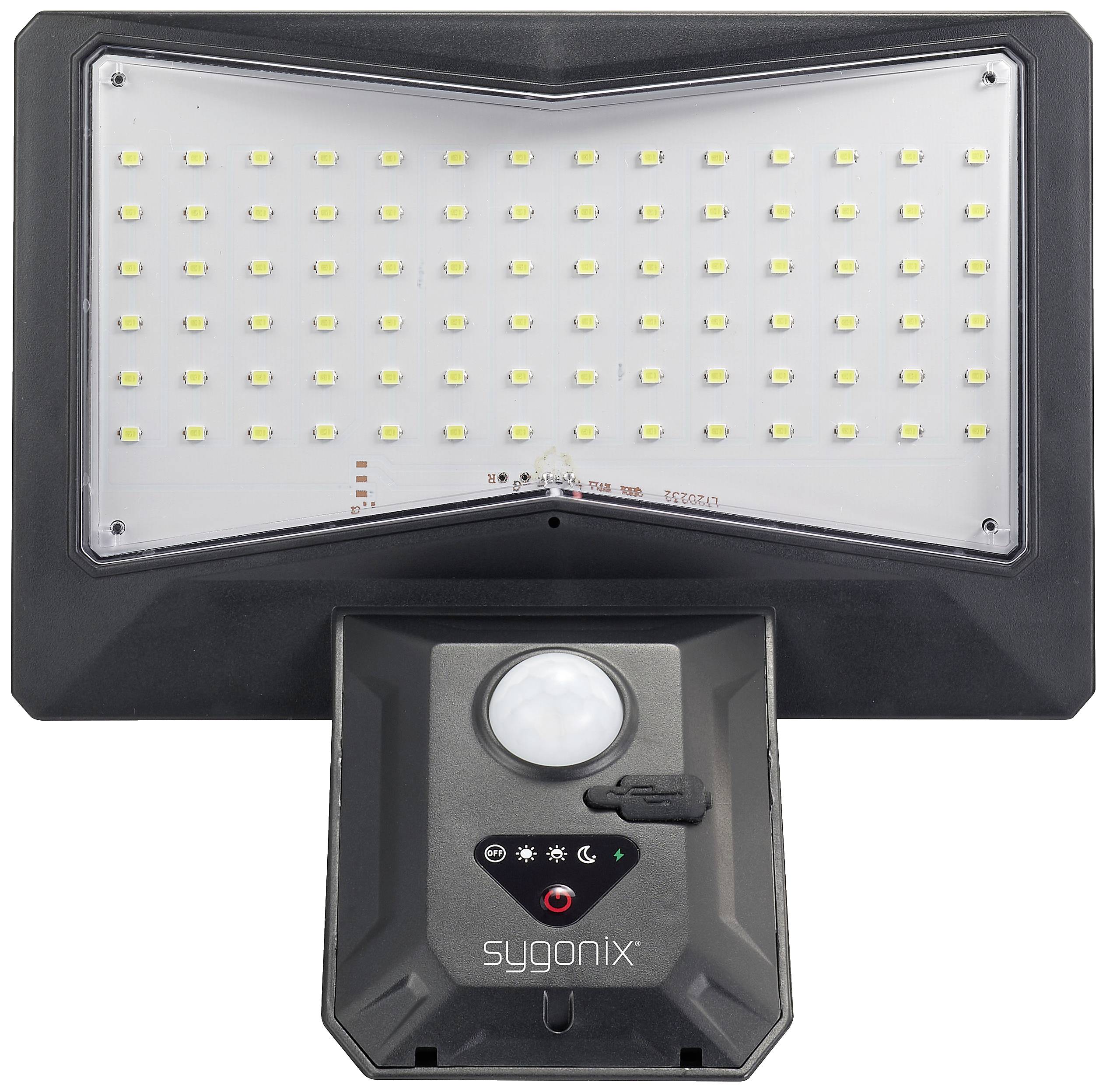 Sygonix SY-5626570 Solar-Außenwandleuchte mit Bewegungsmelder LED LED fest eingebaut 6W Schwarz