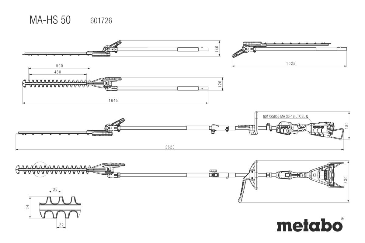 Metabo 601726850 Akku Heckenscheren-Vorsatz 18V