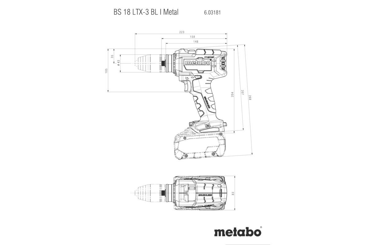 Metabo 603181660 Akku-Bohrschrauber 18V 5.5Ah LiHD bürstenlos, inkl. 2. Akku, inkl. Koffer, inkl. Ladegerät