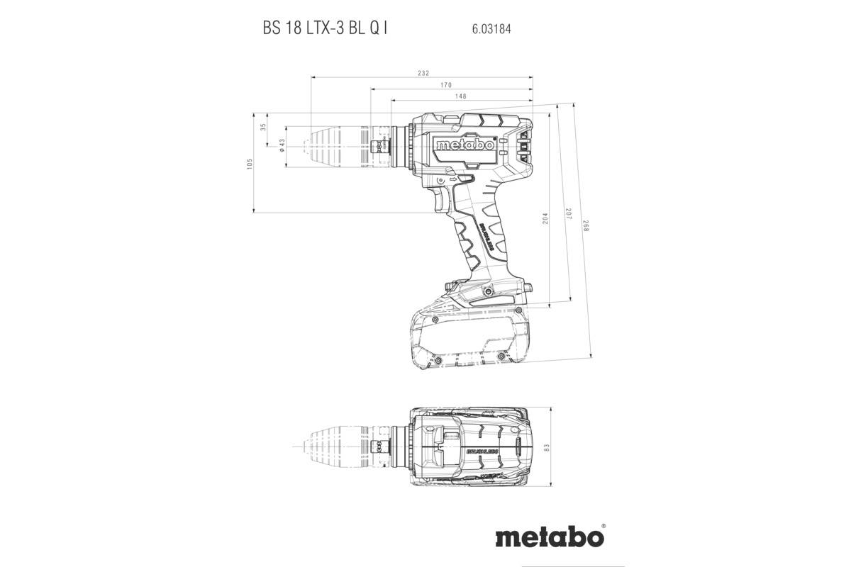 Metabo 603184850 Akku-Bohrschrauber 18V bürstenlos, ohne Akku, ohne Ladegerät