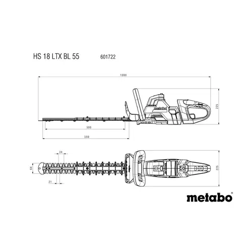 Metabo HS 18 LTX BL 55 Akku Heckenschere ohne Akku, ohne Ladegerät 1080mm Metabo HS 18 LTX BL 55 Akku Heckenschere ohne Akku, ohne Ladegerät 1080mm