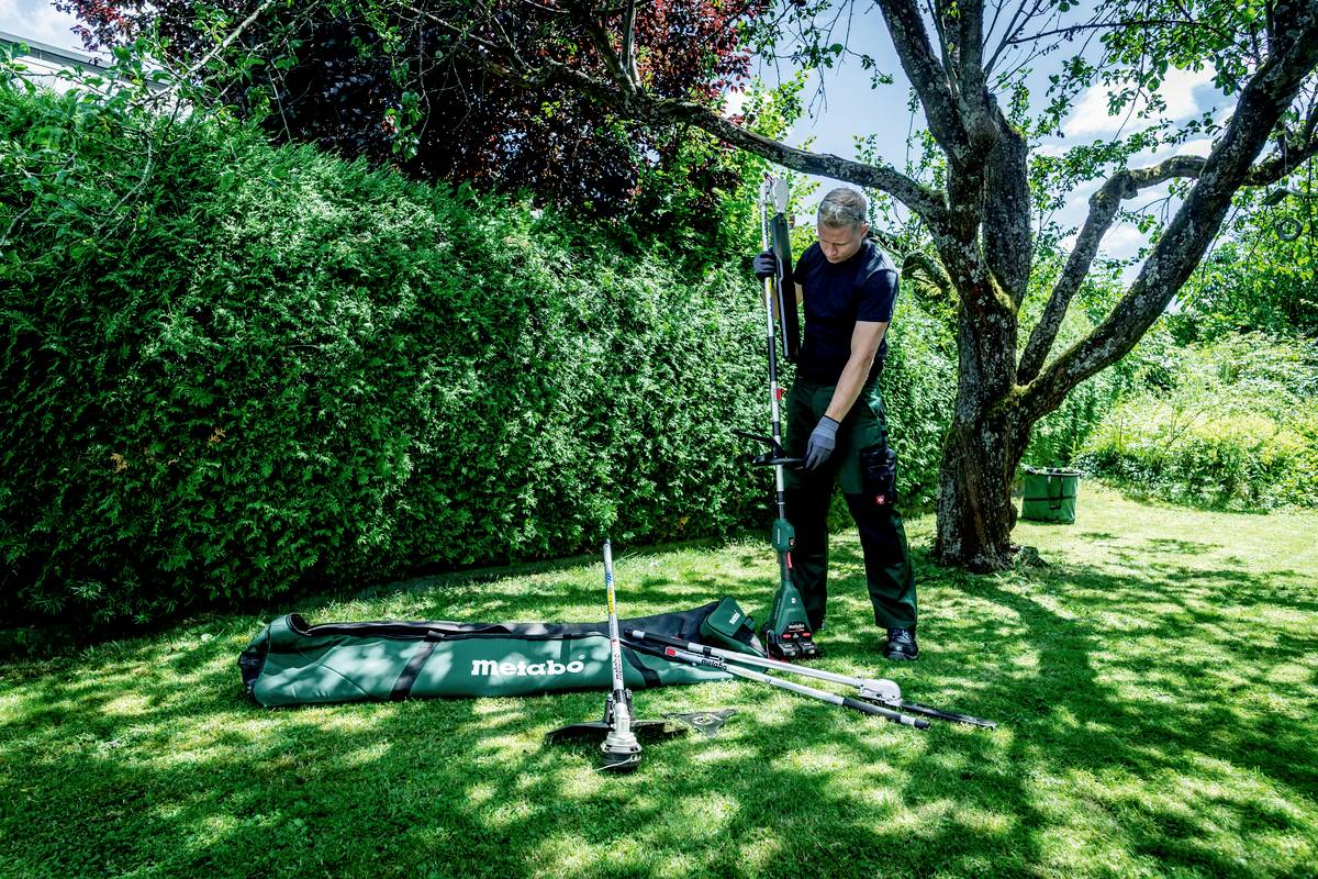 Metabo 601725850MA 36-18 LTX BL Q Akku Grasscheren-Universal-Streuaufsatz ohne Akku, ohne Ladegerät