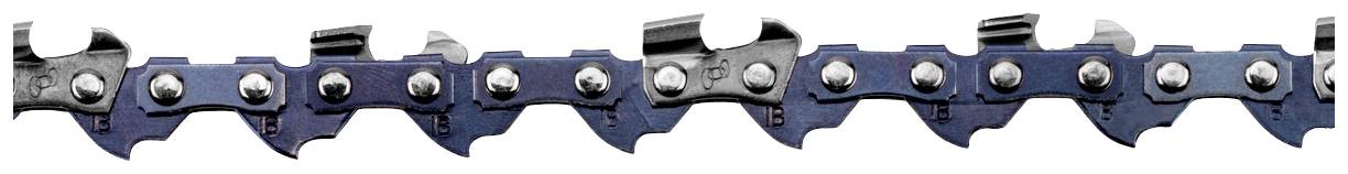 Kettensägekette mit scharfen, verbundenen Gliedern aus Metall, geeignet für mechanisiertes Schneiden von Holz.