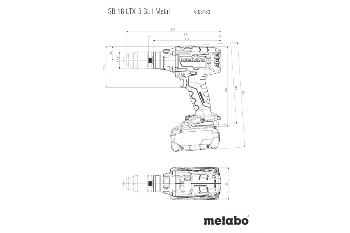 Metabo SB 18 LTX-3 BL I Metal -Akku-Schlagbohrschrauber bürstenlos, ohne Akku, ohne Ladegerät